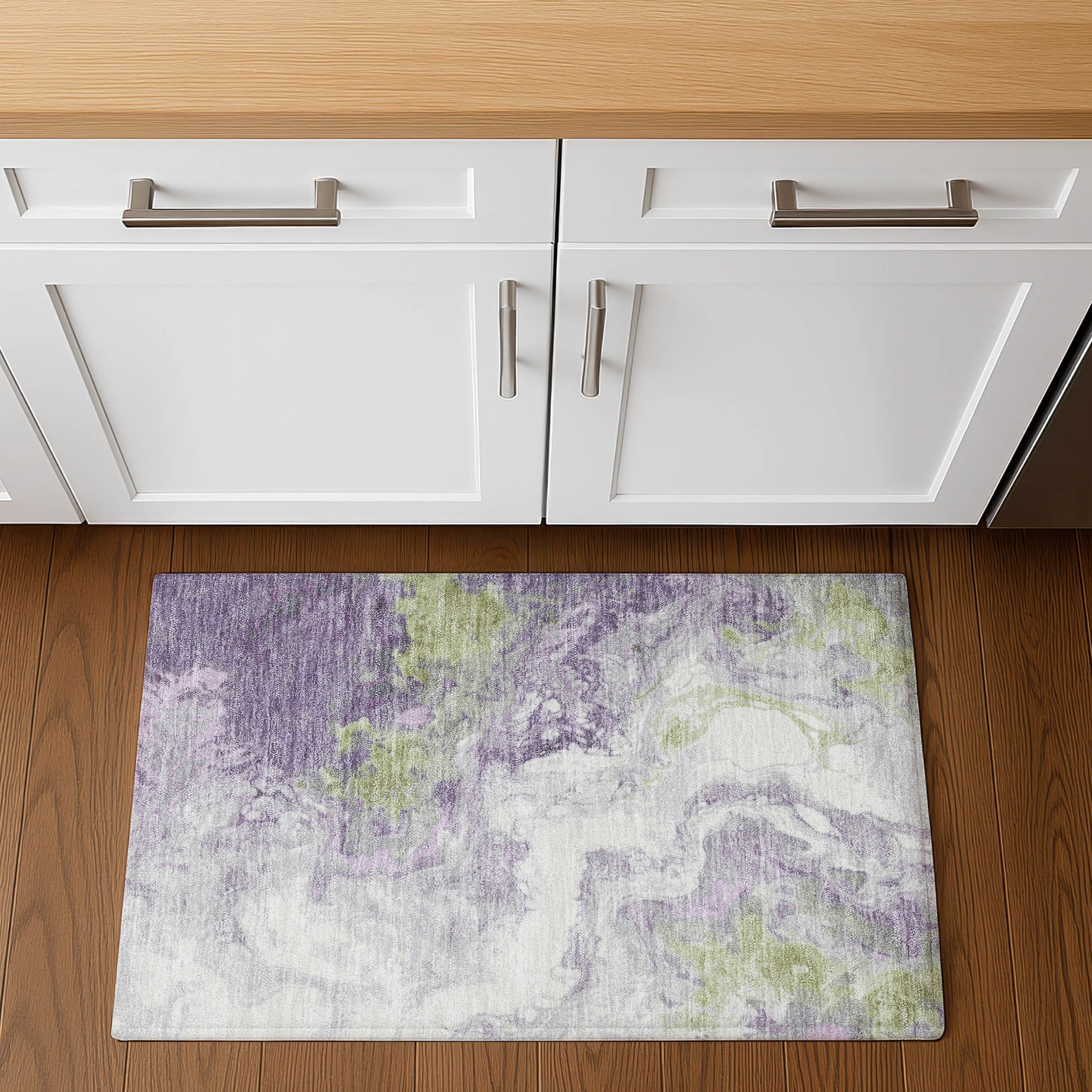 Mdina Machine Washable Transitional Lavender Purple Rug 1'8" x 2'6" #shape_Rectangle