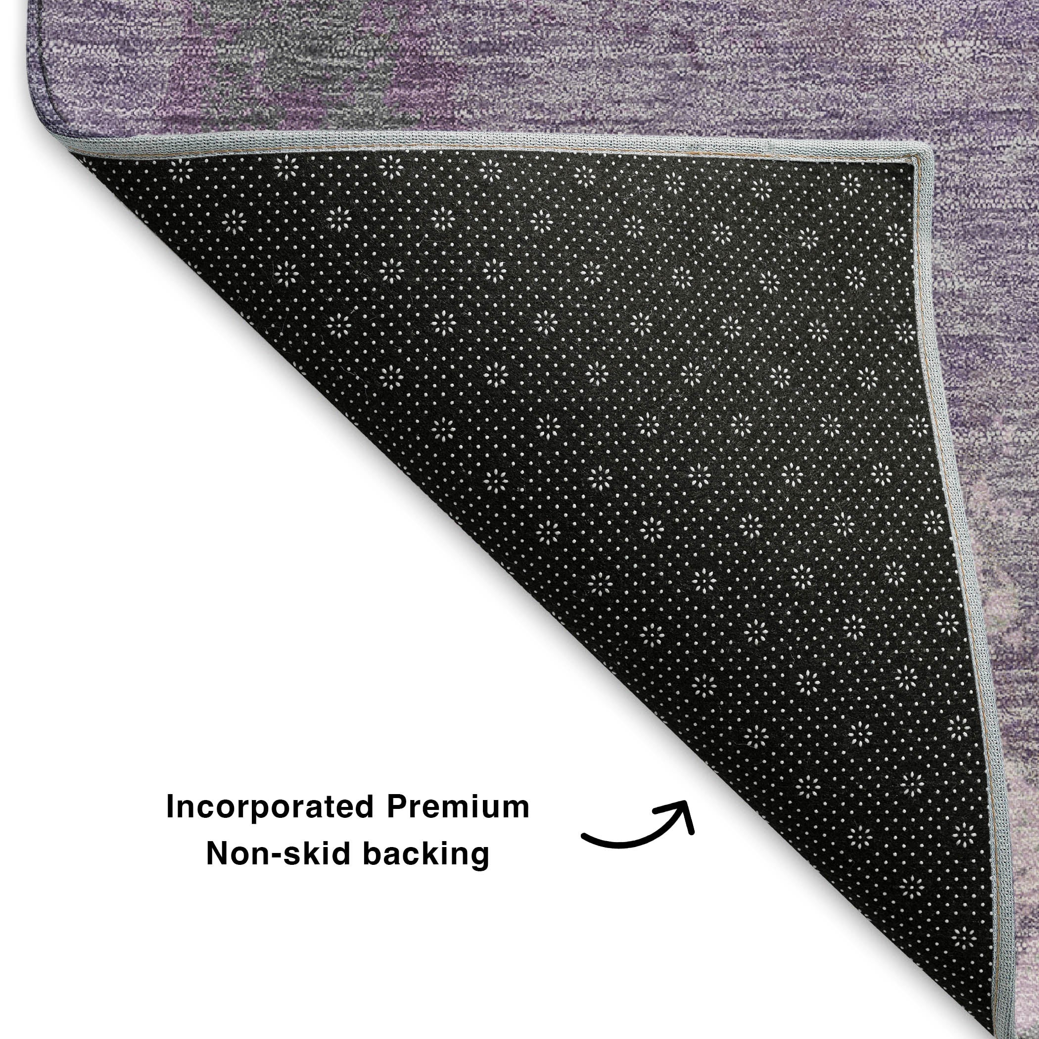 Mdina Machine Washable Transitional Lavender Purple Rug 1'8" x 2'6" #shape_Rectangle