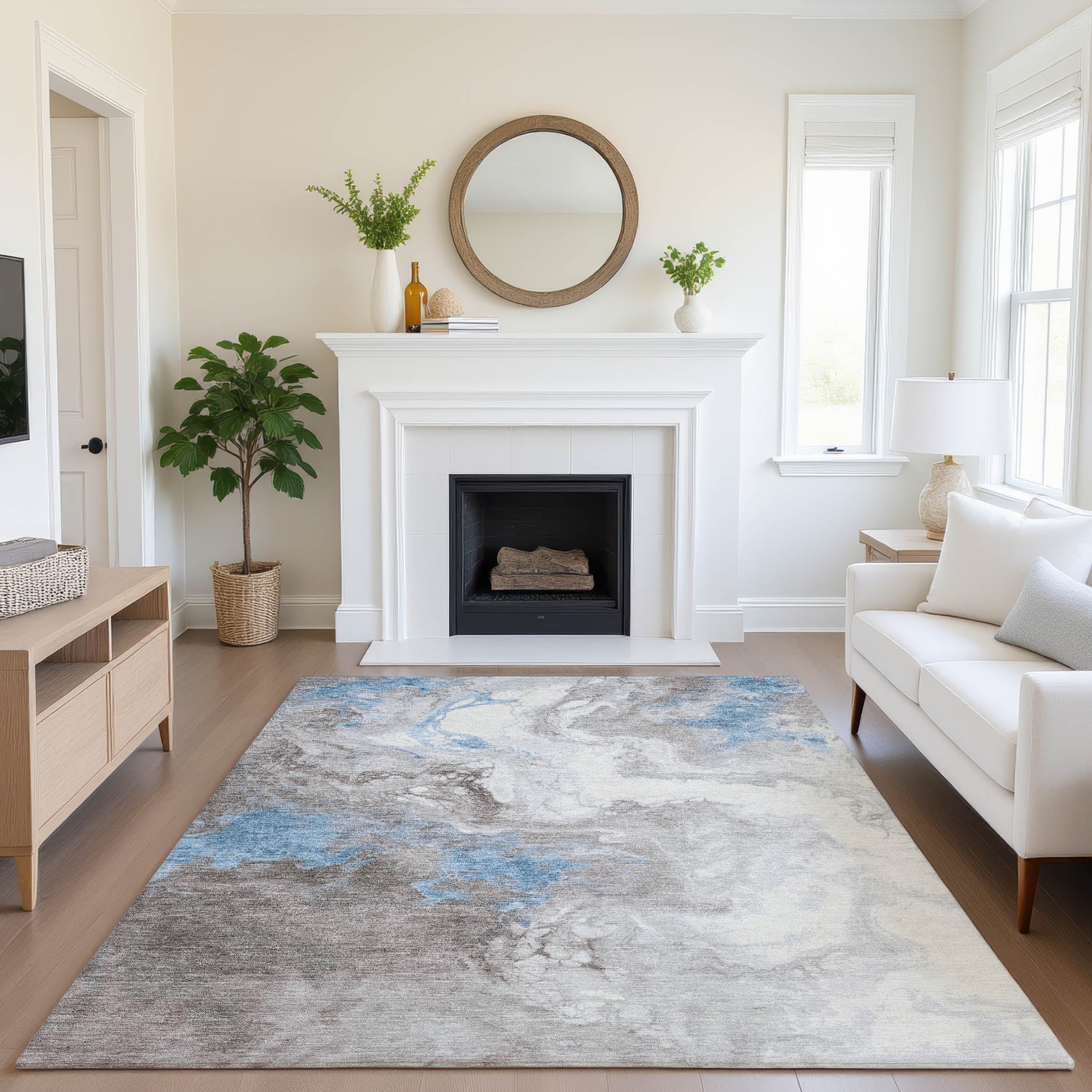 Mdina Machine Washable Transitional Taupe Brown Rug 2'6" x 3'10" #shape_Rectangle