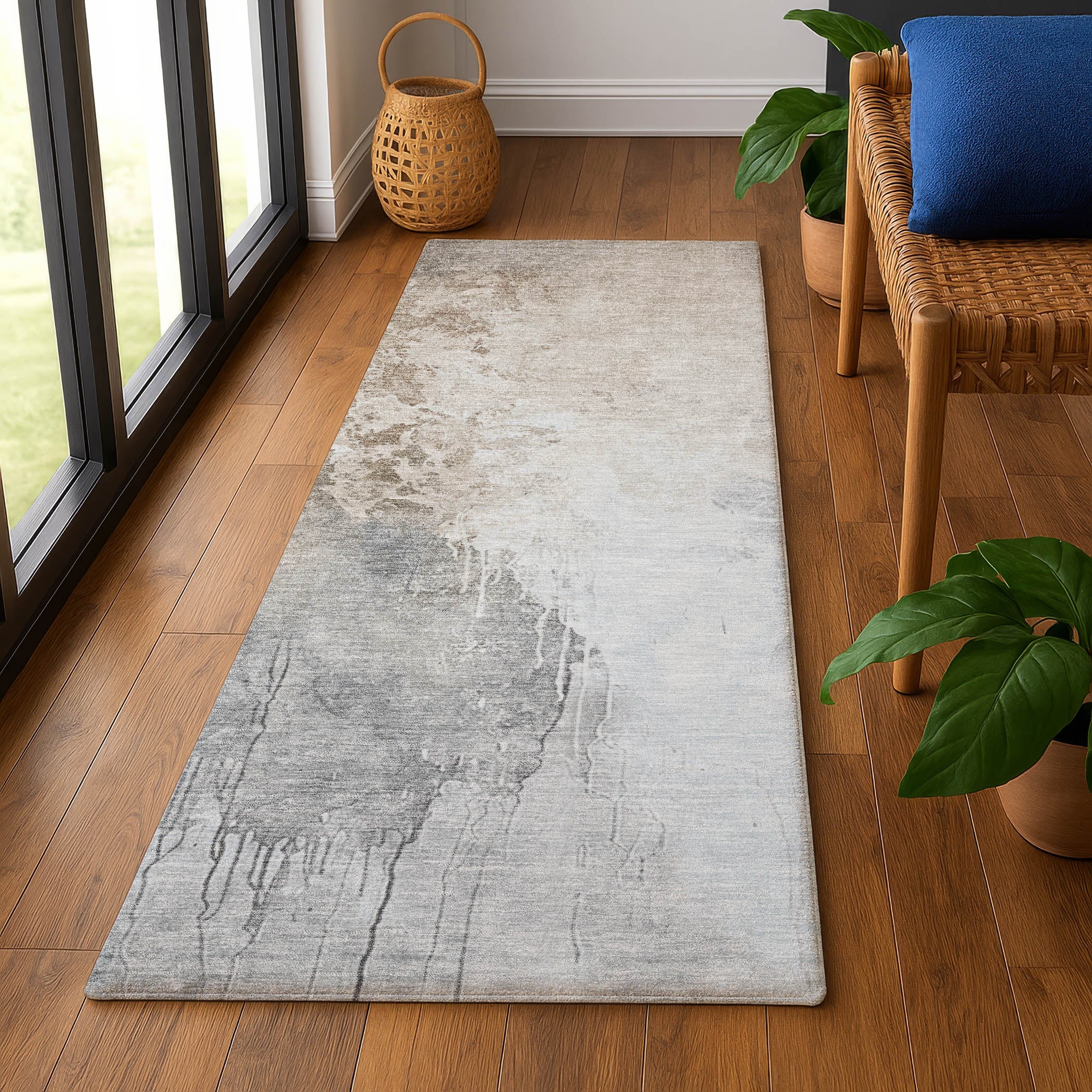 Sintra Machine Washable Transitional Beige Brown Rug 2'3" x 7'6" #shape_Runner