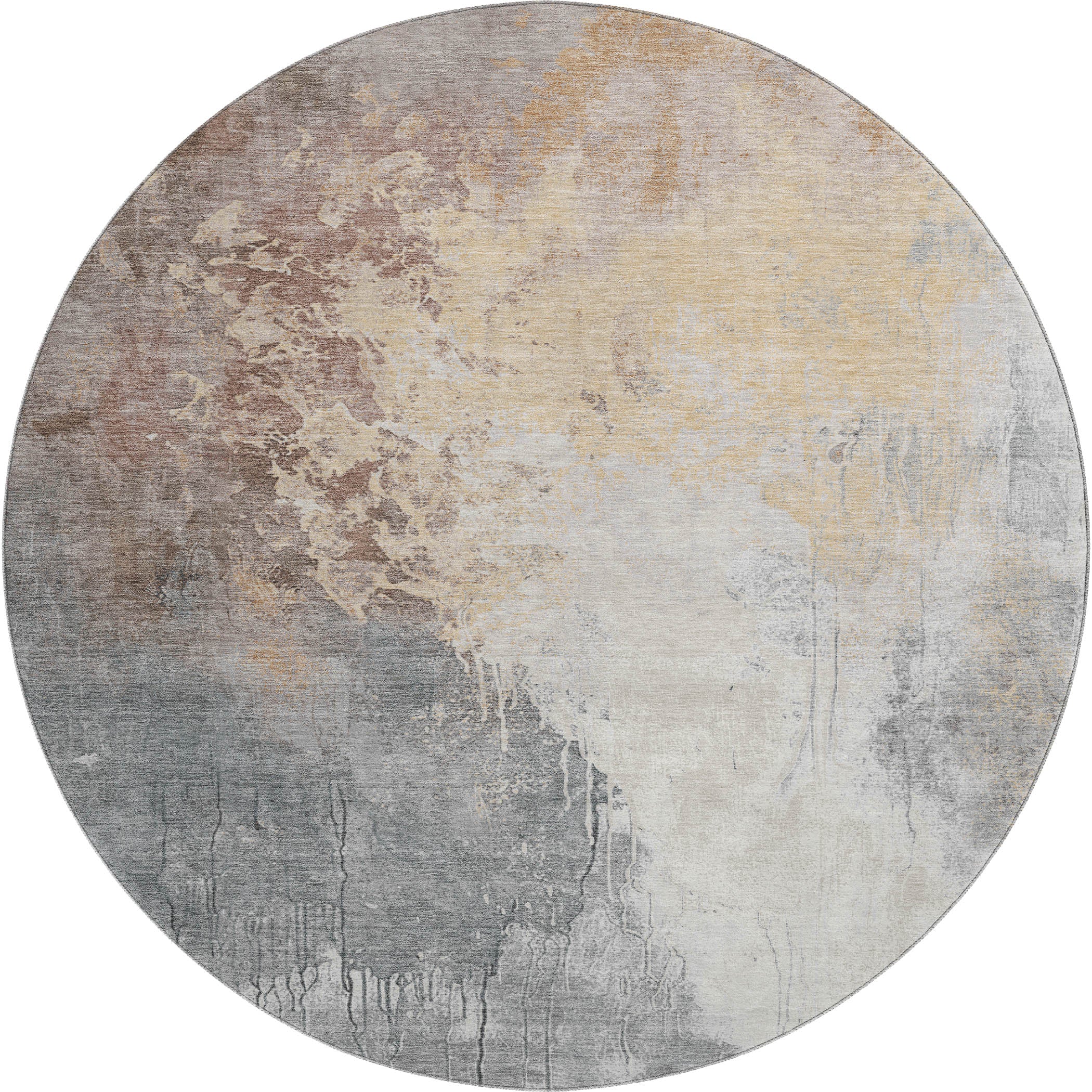 Sintra Machine Washable Transitional Coral Orange Rug 8' x 8' #shape_Round
