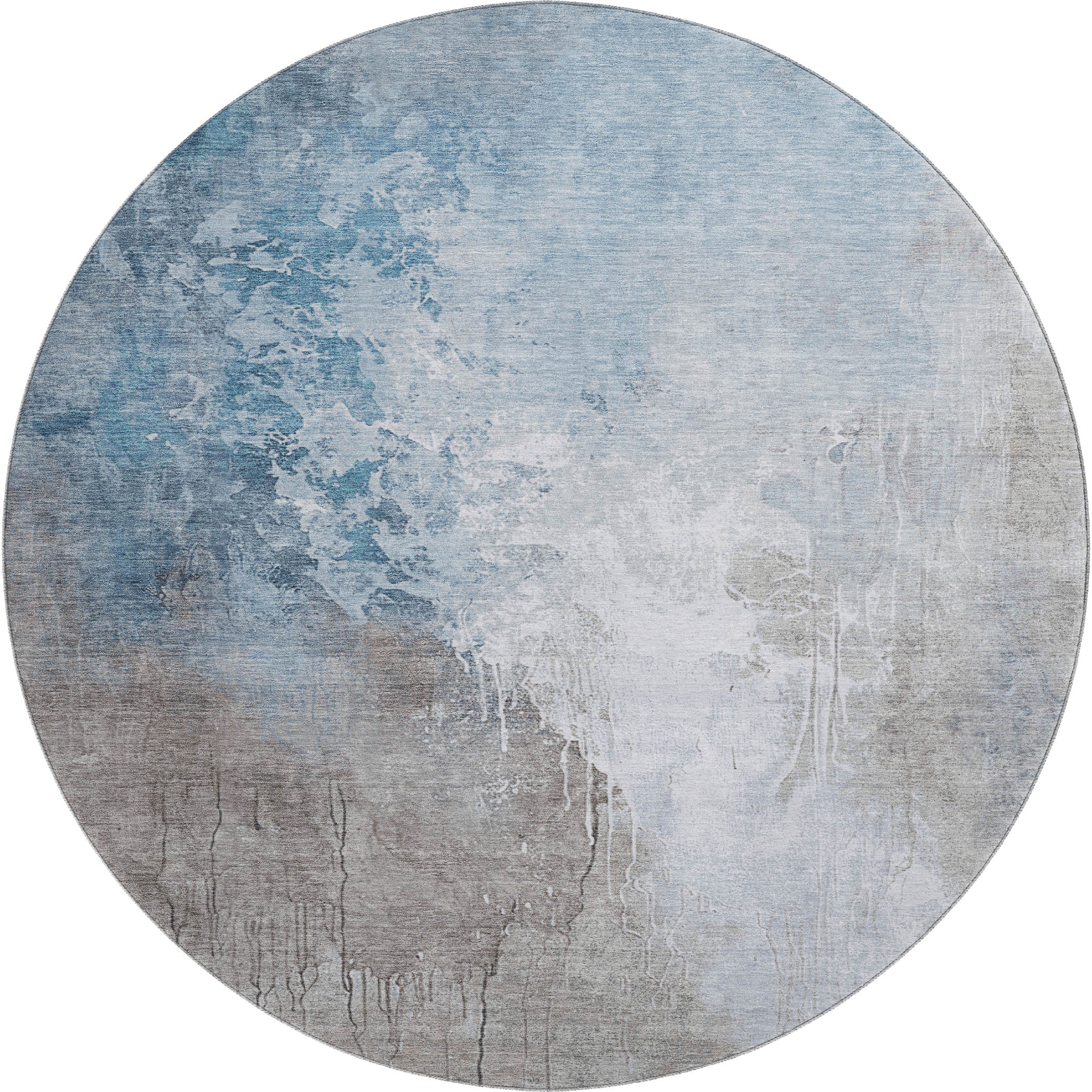 Sintra Machine Washable Transitional Denim Blue Rug 8' x 8' #shape_Round