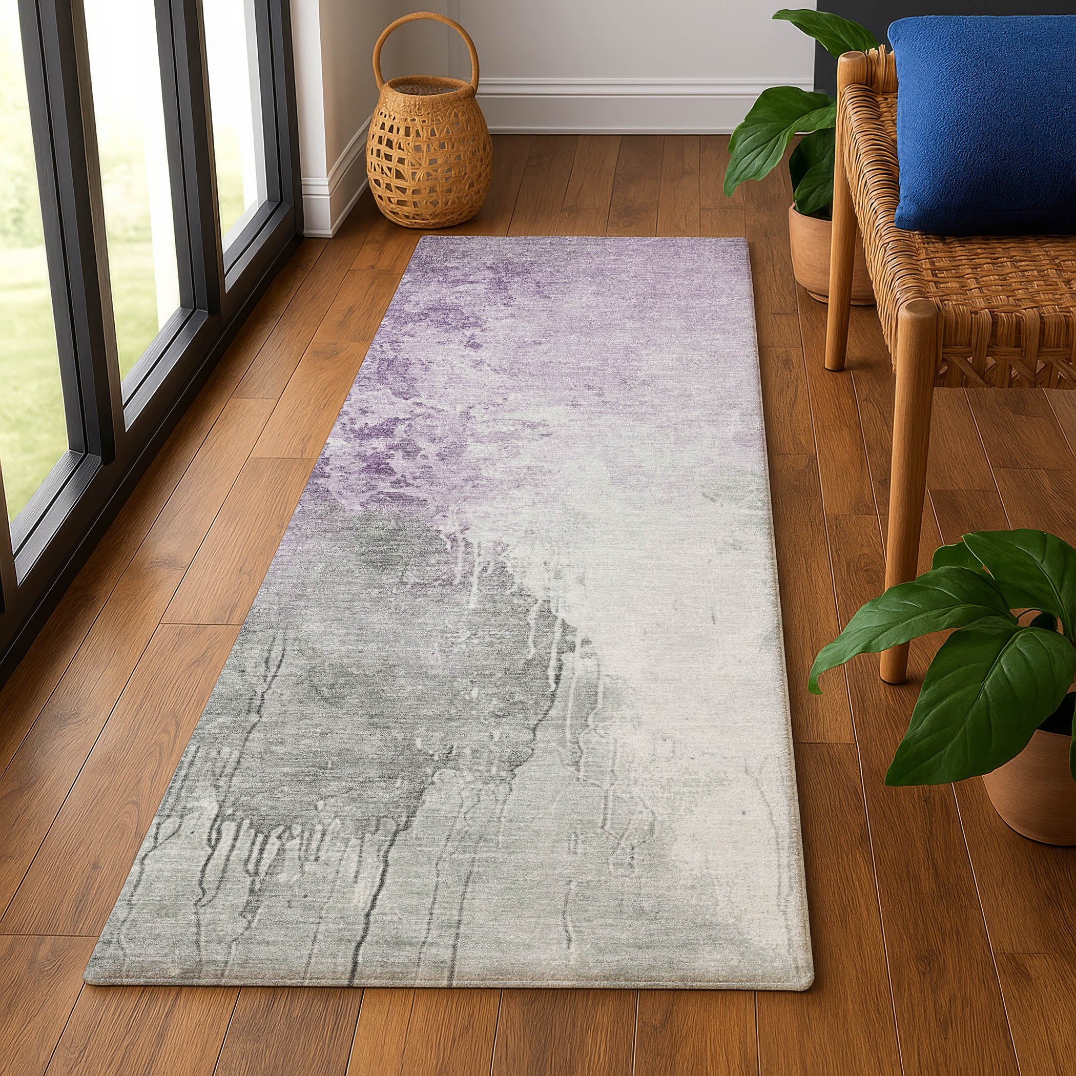 Sintra Machine Washable Transitional Lavender Purple Rug 2'3" x 7'6" #shape_Runner