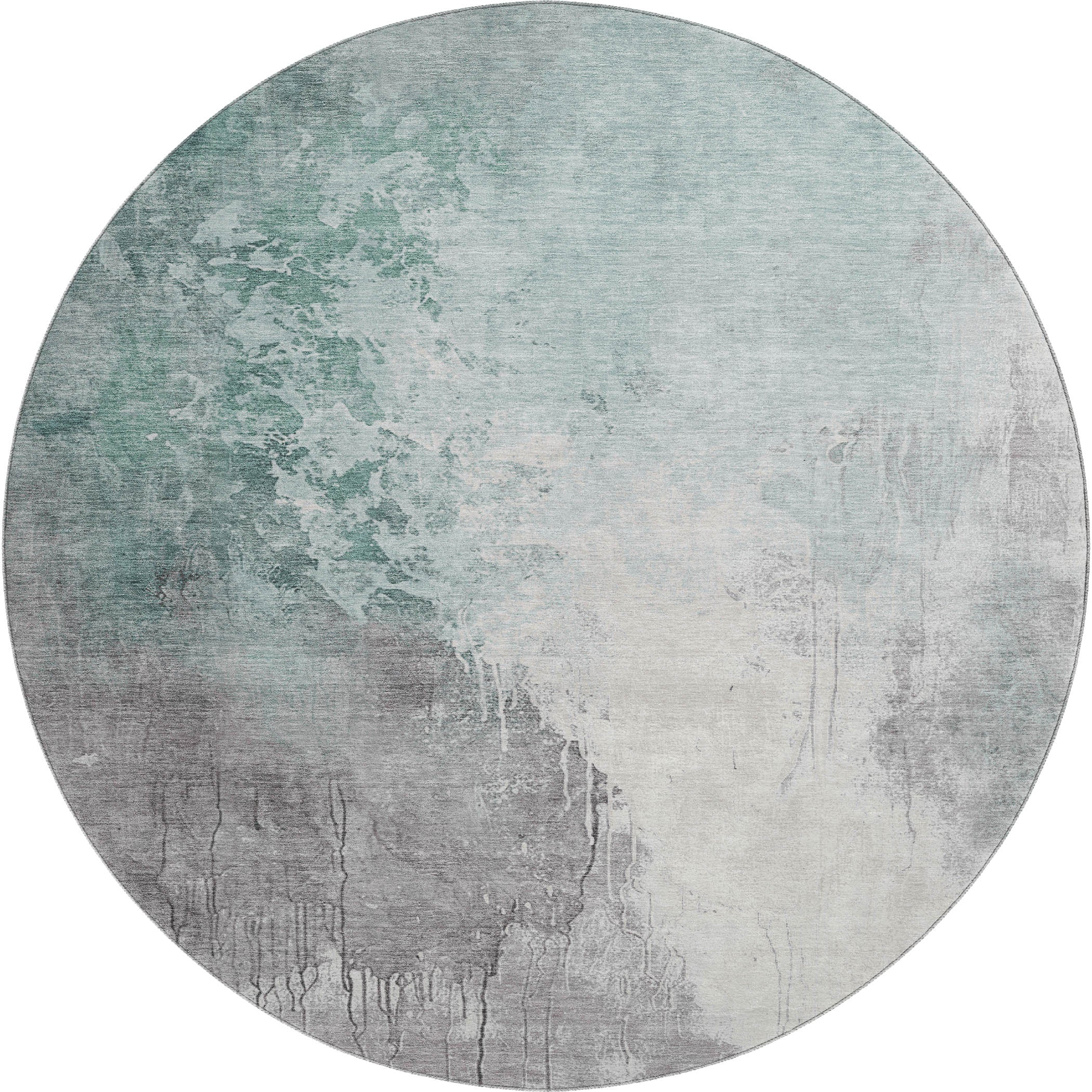 Sintra Machine Washable Transitional Seafoam Blue Rug 8' x 8' #shape_Round