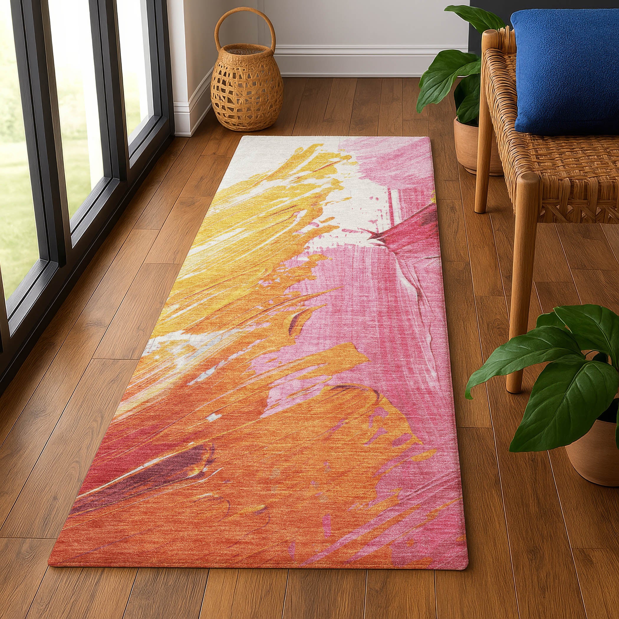 Queenstown Machine Washable Transitional Blush Pink Rug 2'3" x 7'6" #shape_Runner