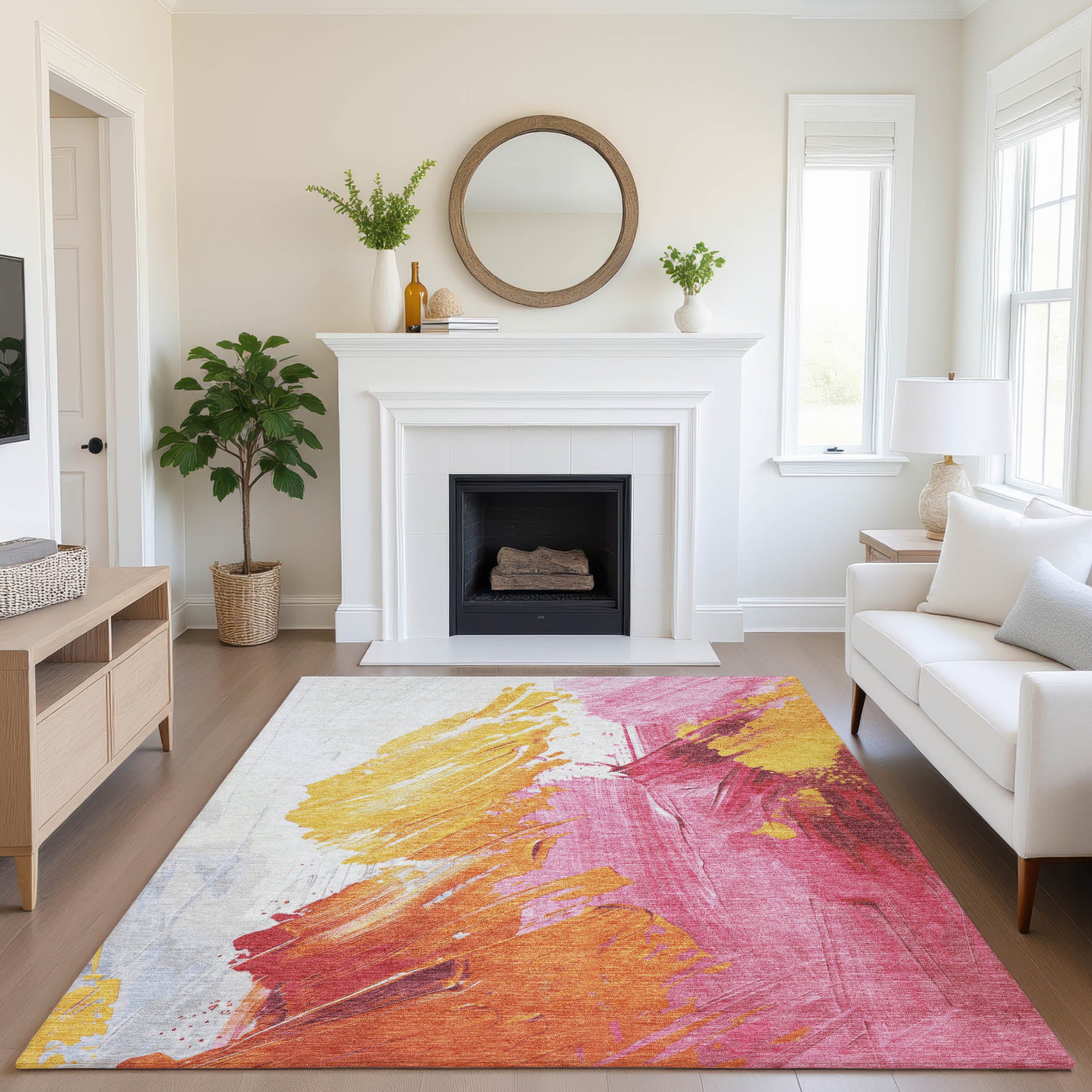 Queenstown Machine Washable Transitional Blush Pink Rug 2'6" x 3'10" #shape_Rectangle