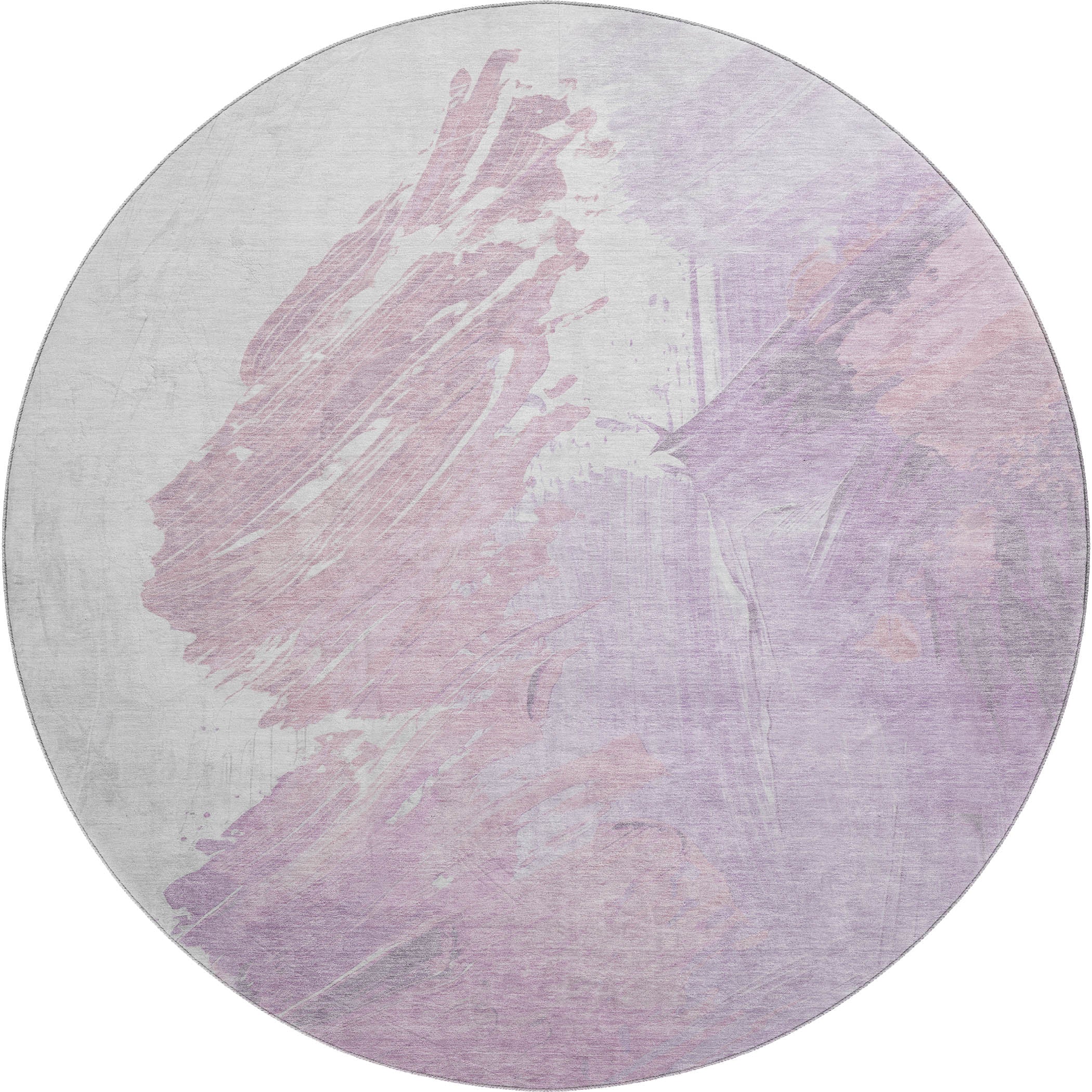 Queenstown Machine Washable Transitional Lavender Purple Rug 8' x 8' #shape_Round