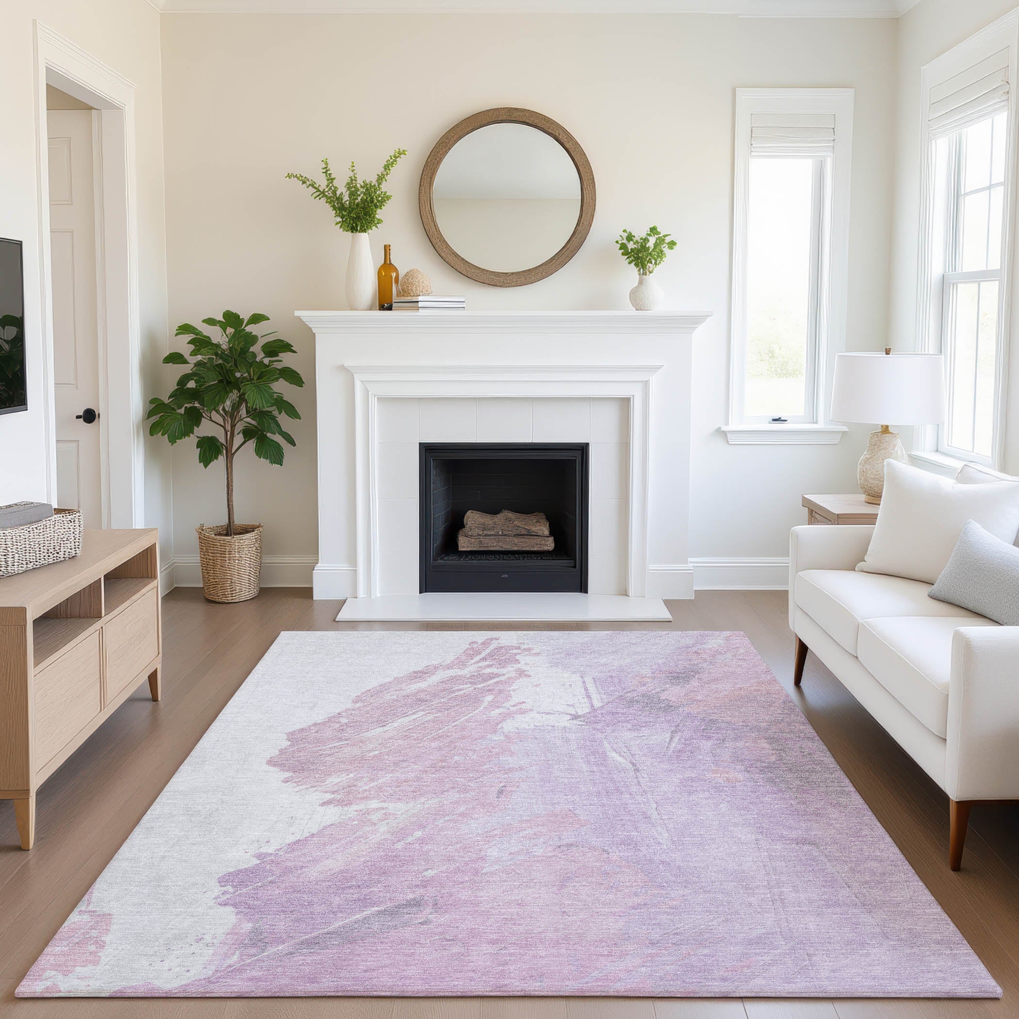 Queenstown Machine Washable Transitional Lavender Purple Rug 2'6" x 3'10" #shape_Rectangle