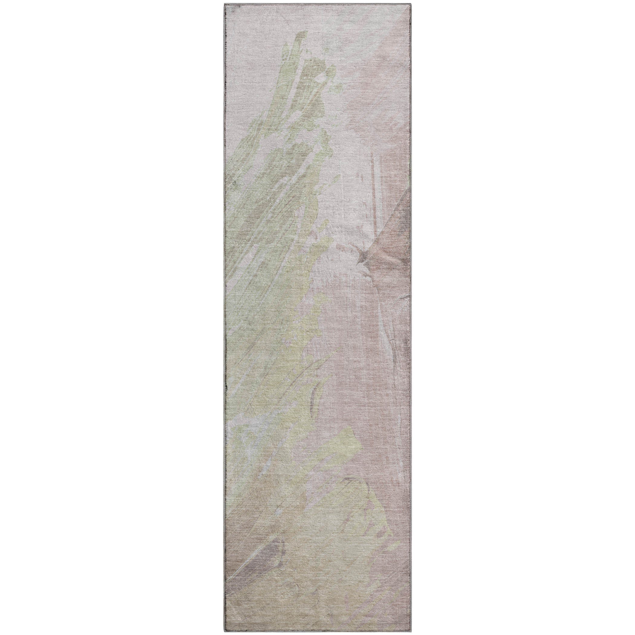 Queenstown Machine Washable Transitional Pink Rug 2'3" x 7'6" #shape_Runner