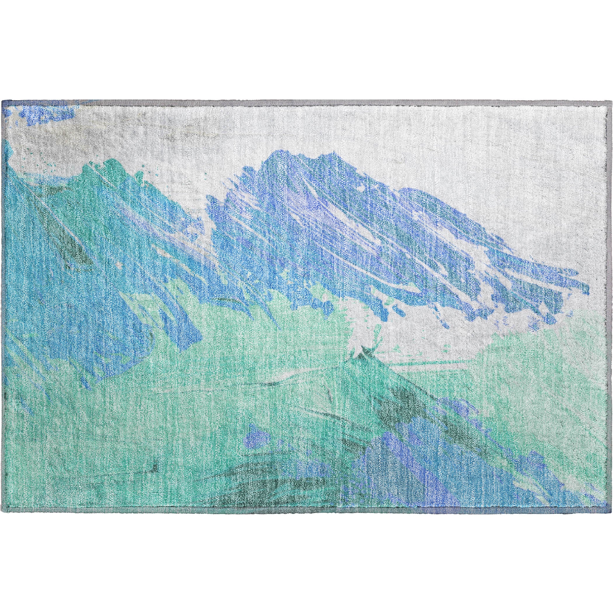 Queenstown Machine Washable Transitional Seafoam Blue Rug 1'8" x 2'6" #shape_Rectangle