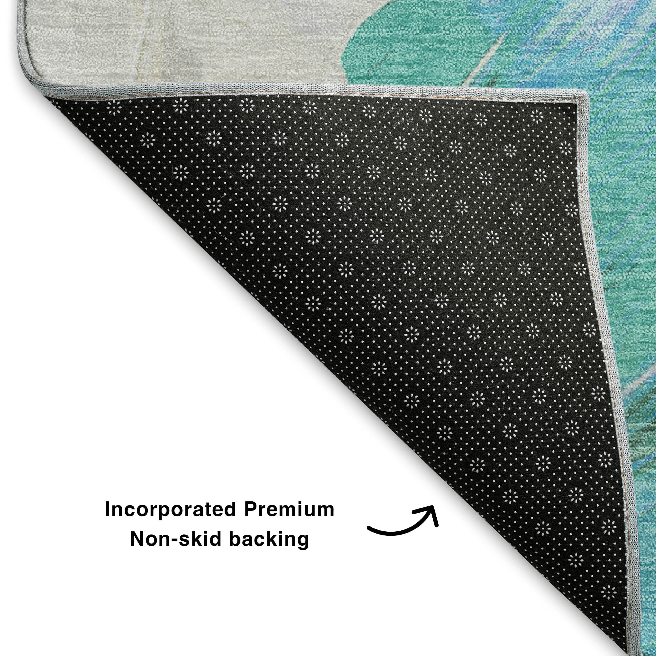 Queenstown Machine Washable Transitional Seafoam Blue Rug 1'8" x 2'6" #shape_Rectangle