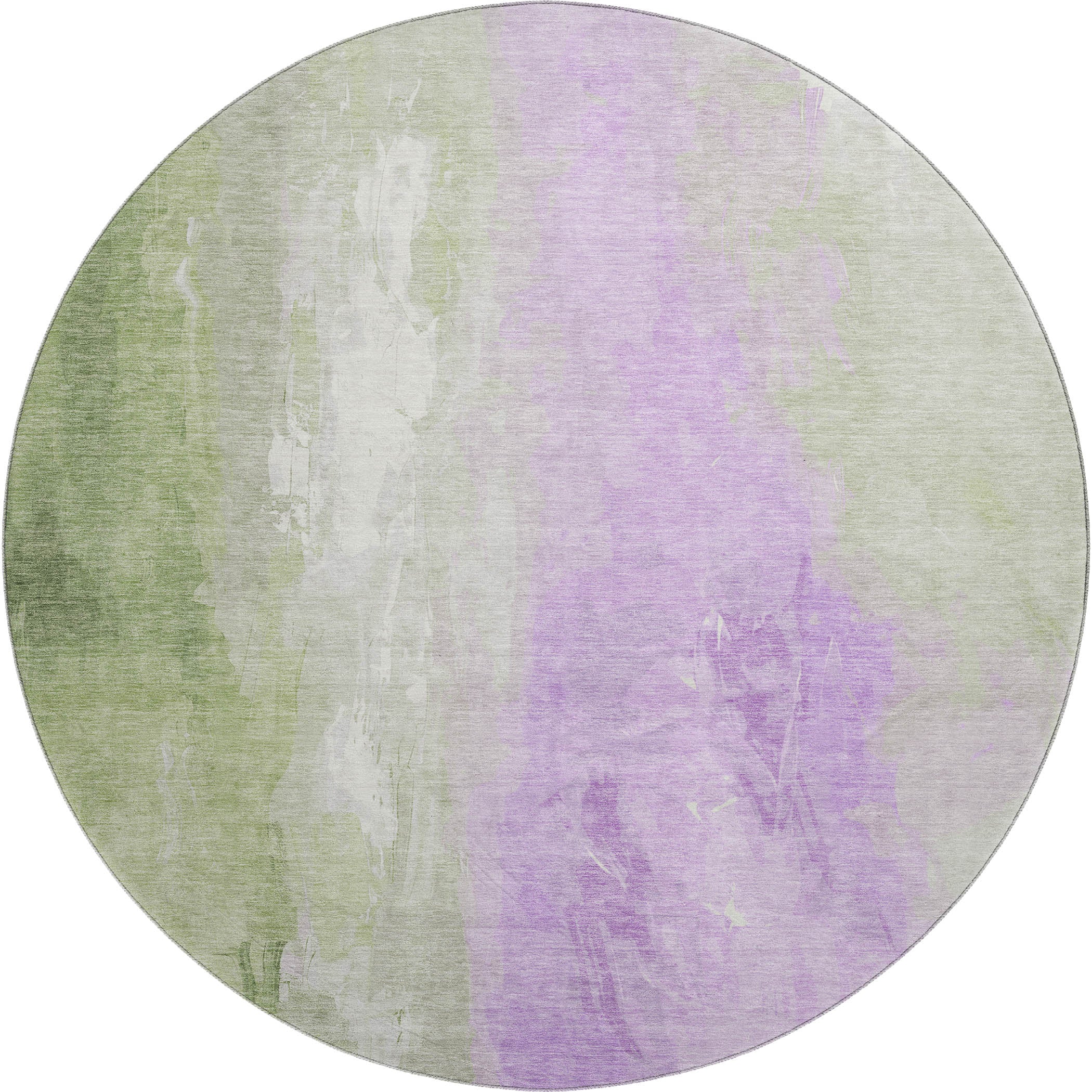 Sarajevo Machine Washable Transitional Aloe Green Rug 8' x 8' #shape_Round