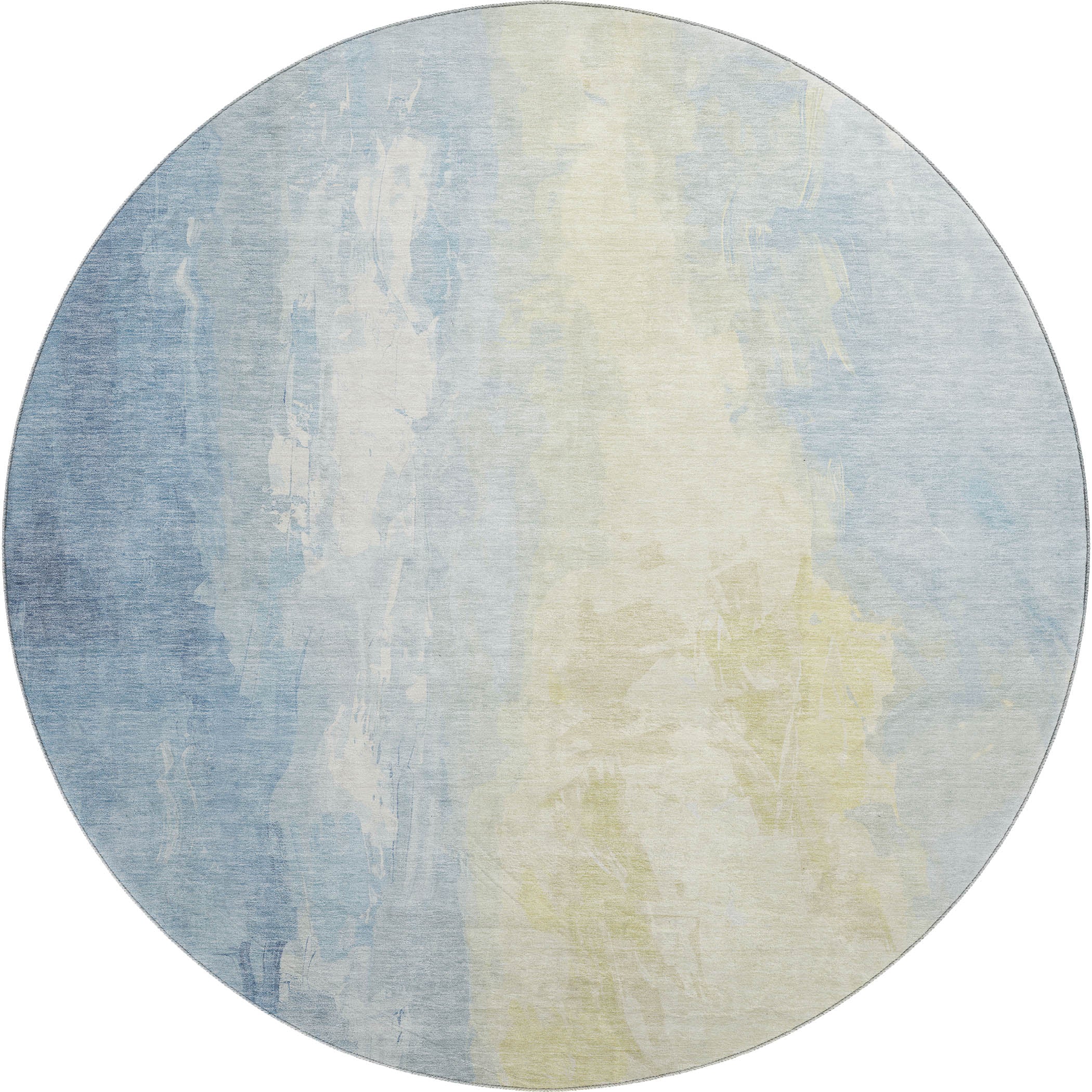 Sarajevo Machine Washable Transitional Denim Blue Rug 8' x 8' #shape_Round