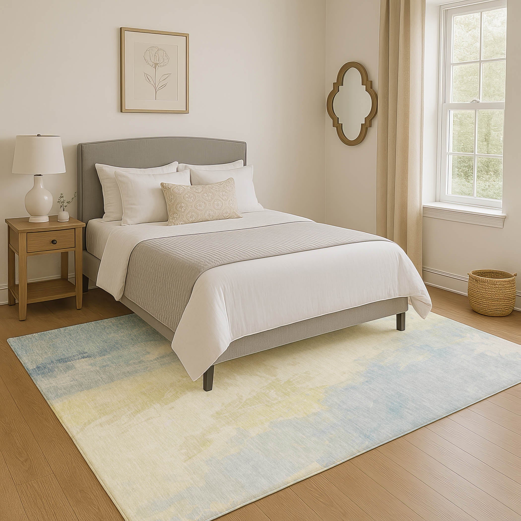 Sarajevo Machine Washable Transitional Denim Blue Rug 2'6" x 3'10" #shape_Rectangle