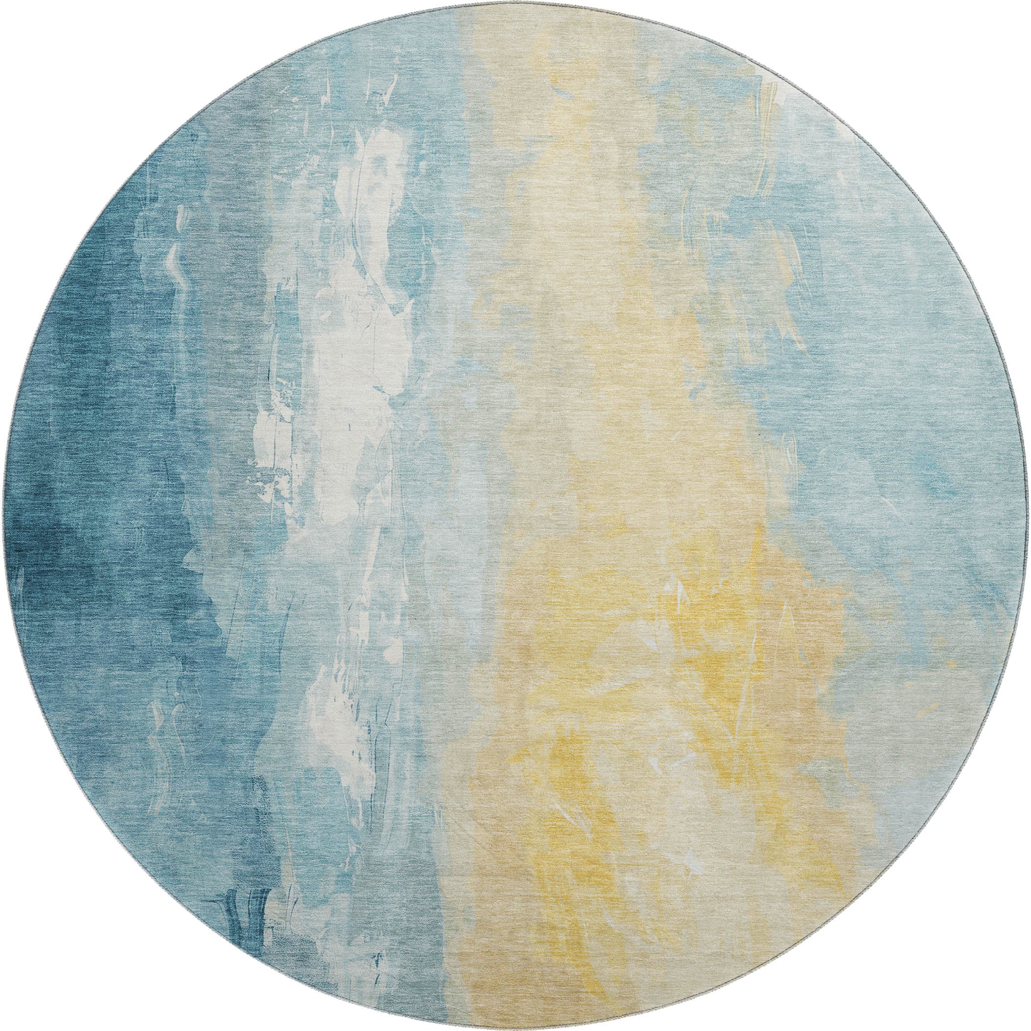Sarajevo Machine Washable Transitional Teal Rug 8' x 8' #shape_Round