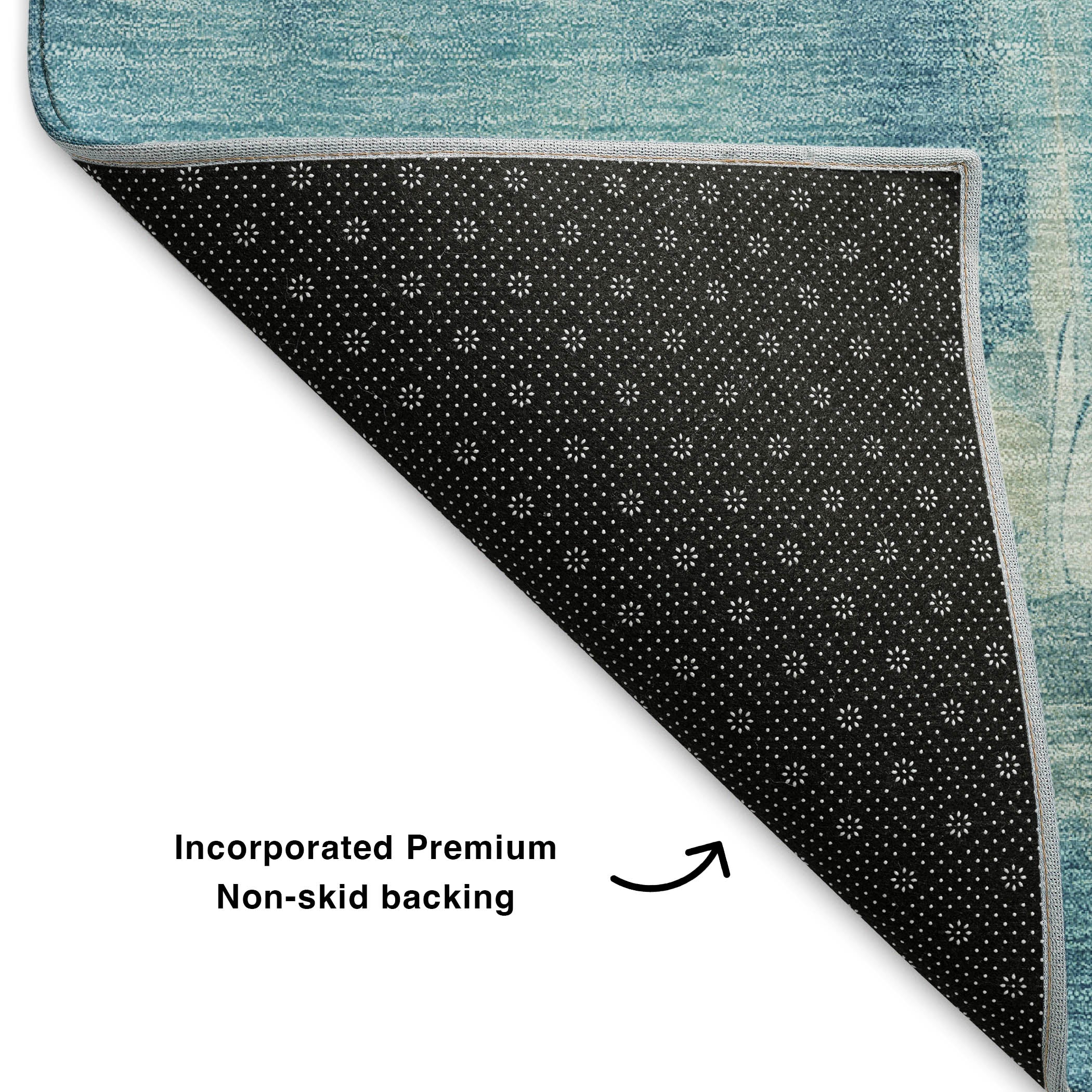 Sarajevo Machine Washable Transitional Teal Rug 1'8" x 2'6" #shape_Rectangle