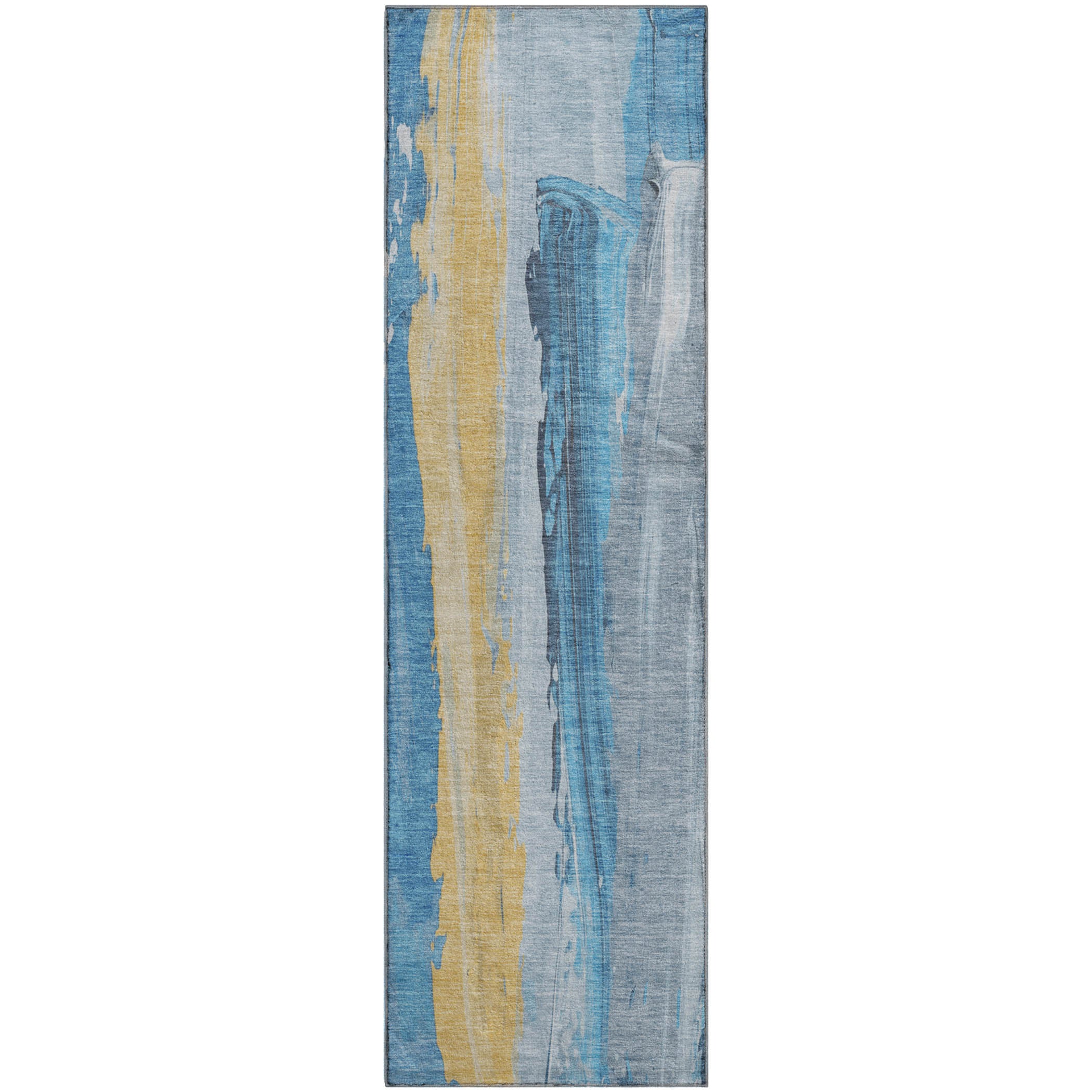 Chiang Mai Machine Washable Transitional Blue Rug 2'3" x 7'6" #shape_Runner