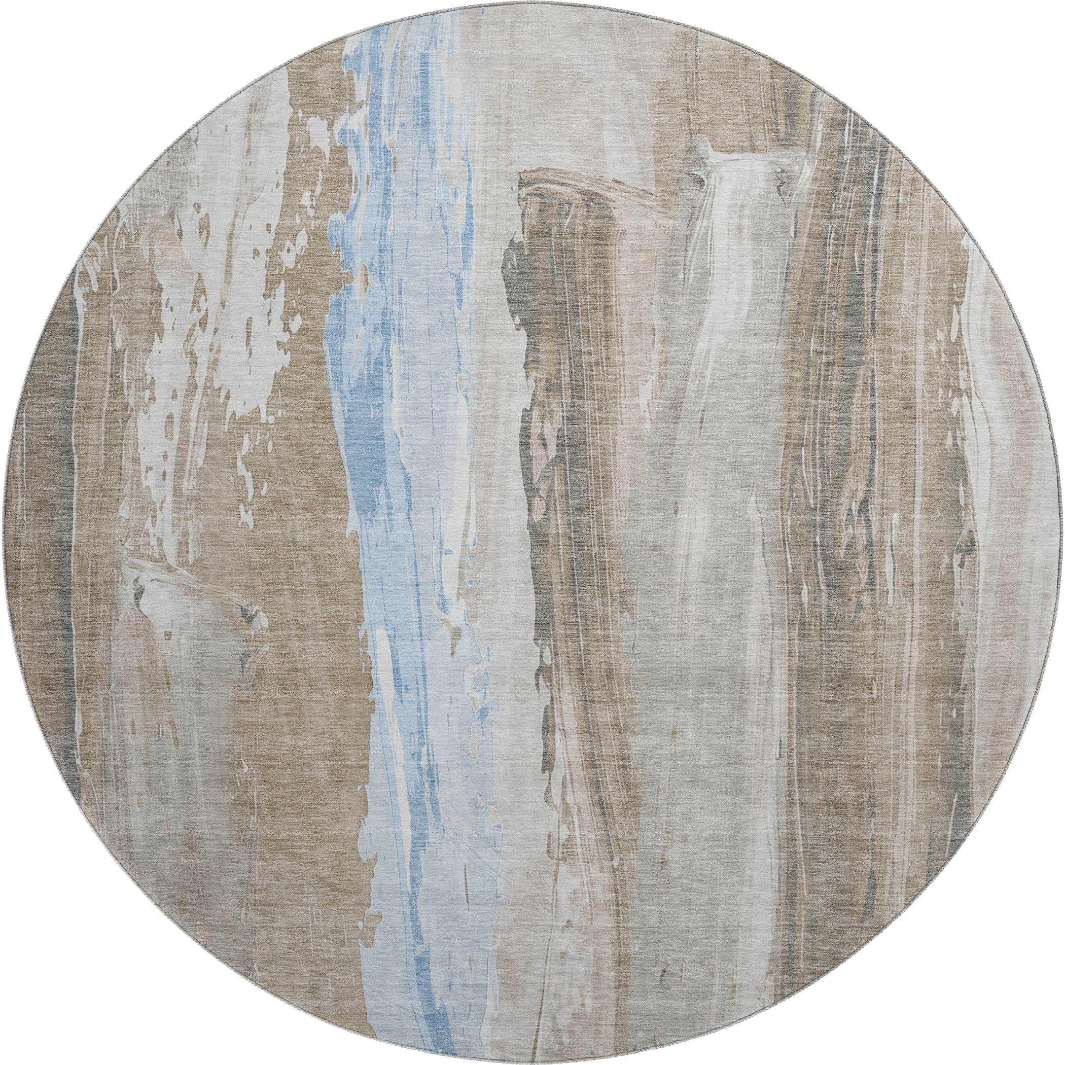 Chiang Mai Machine Washable Transitional Mocha Brown Rug 8' x 8' #shape_Round