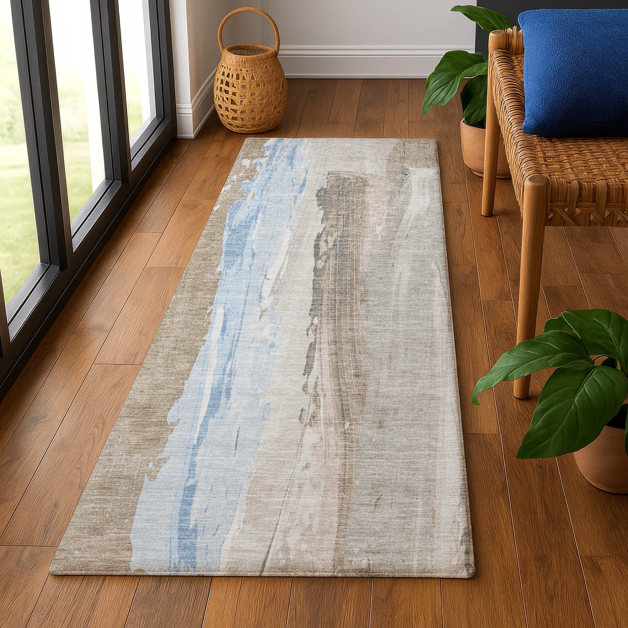 Chiang Mai Machine Washable Transitional Mocha Brown Rug 2'3" x 7'6" #shape_Runner