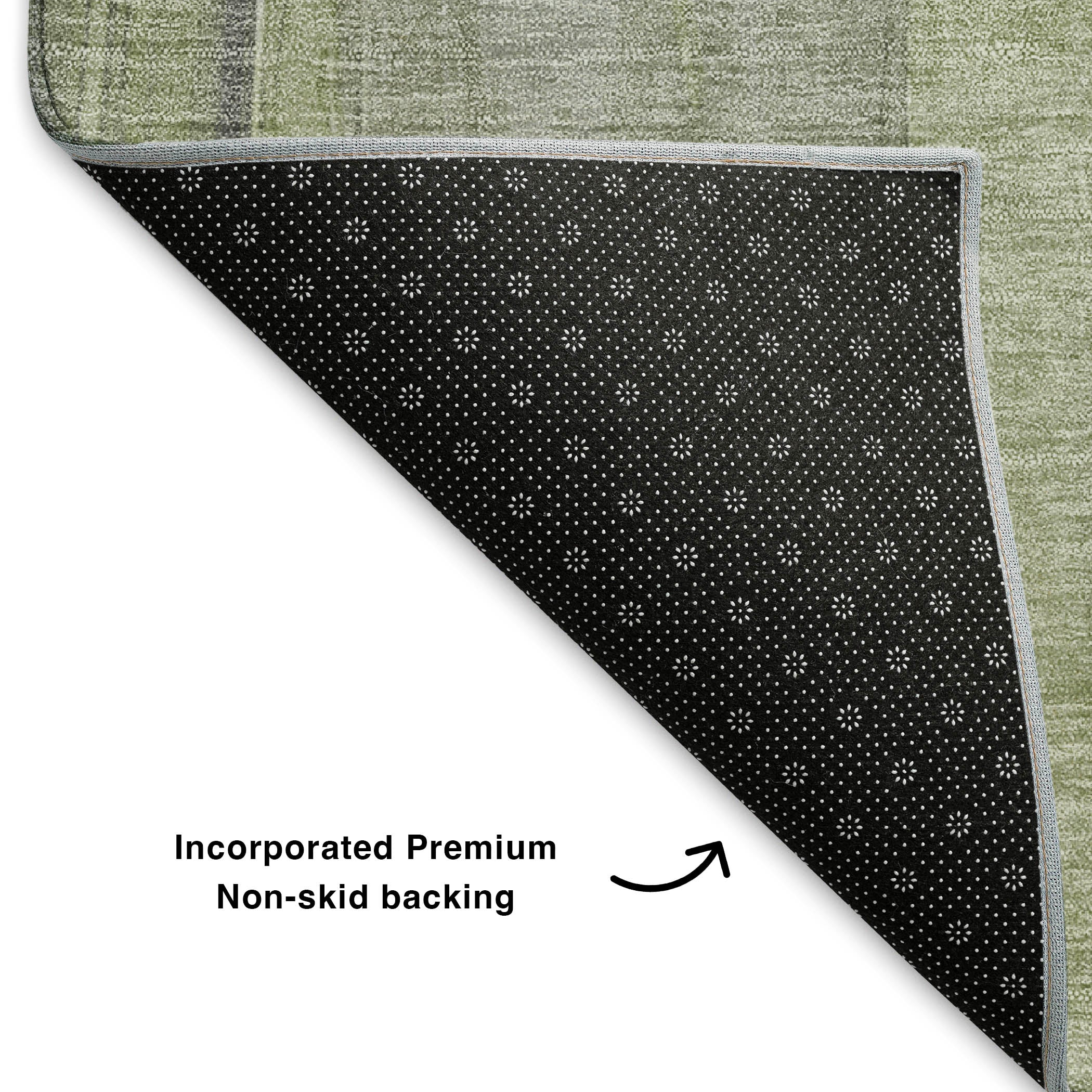 Chiang Mai Machine Washable Transitional Olive Green Rug 1'8" x 2'6" #shape_Rectangle