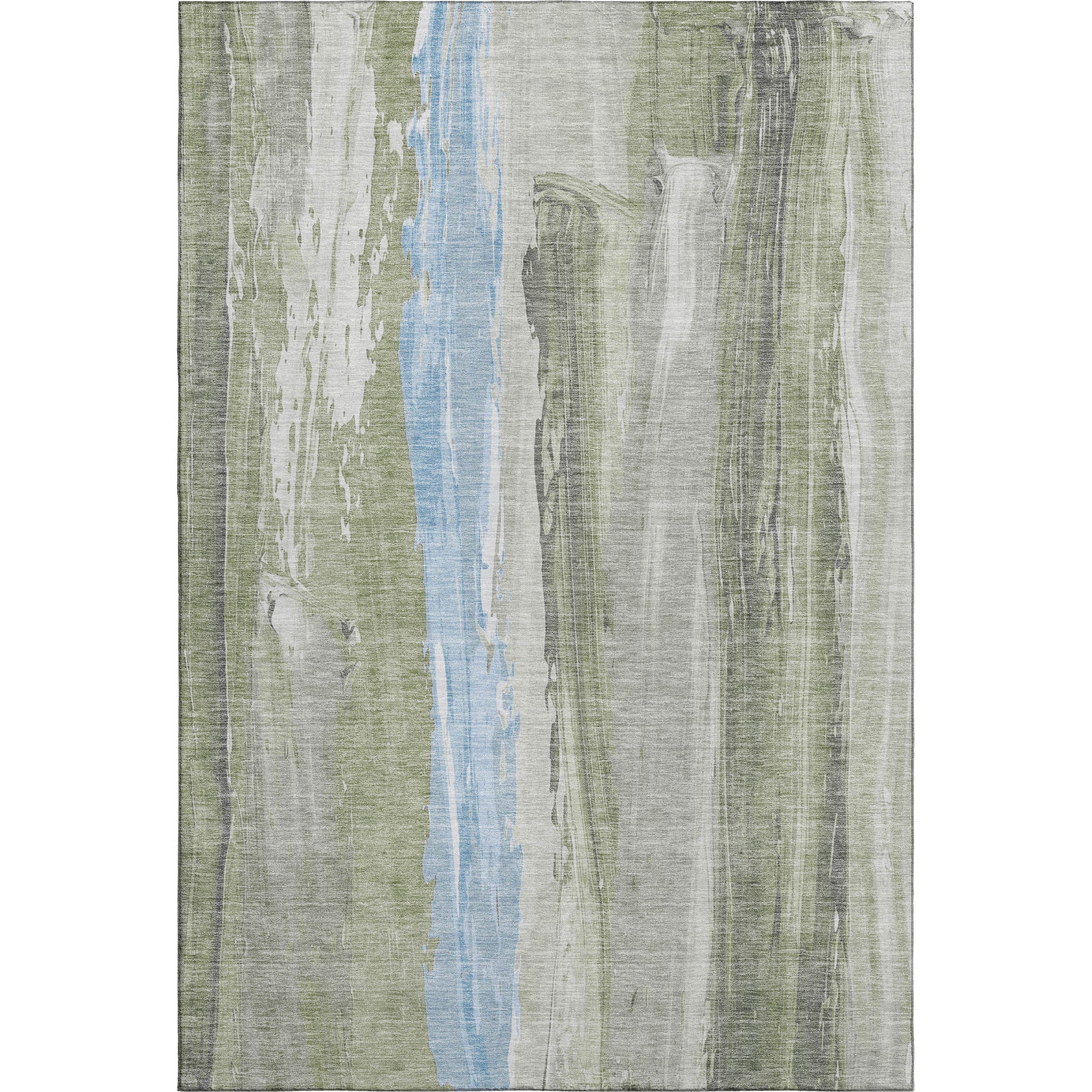 Chiang Mai Machine Washable Transitional Olive Green Rug 2'6" x 3'10" #shape_Rectangle