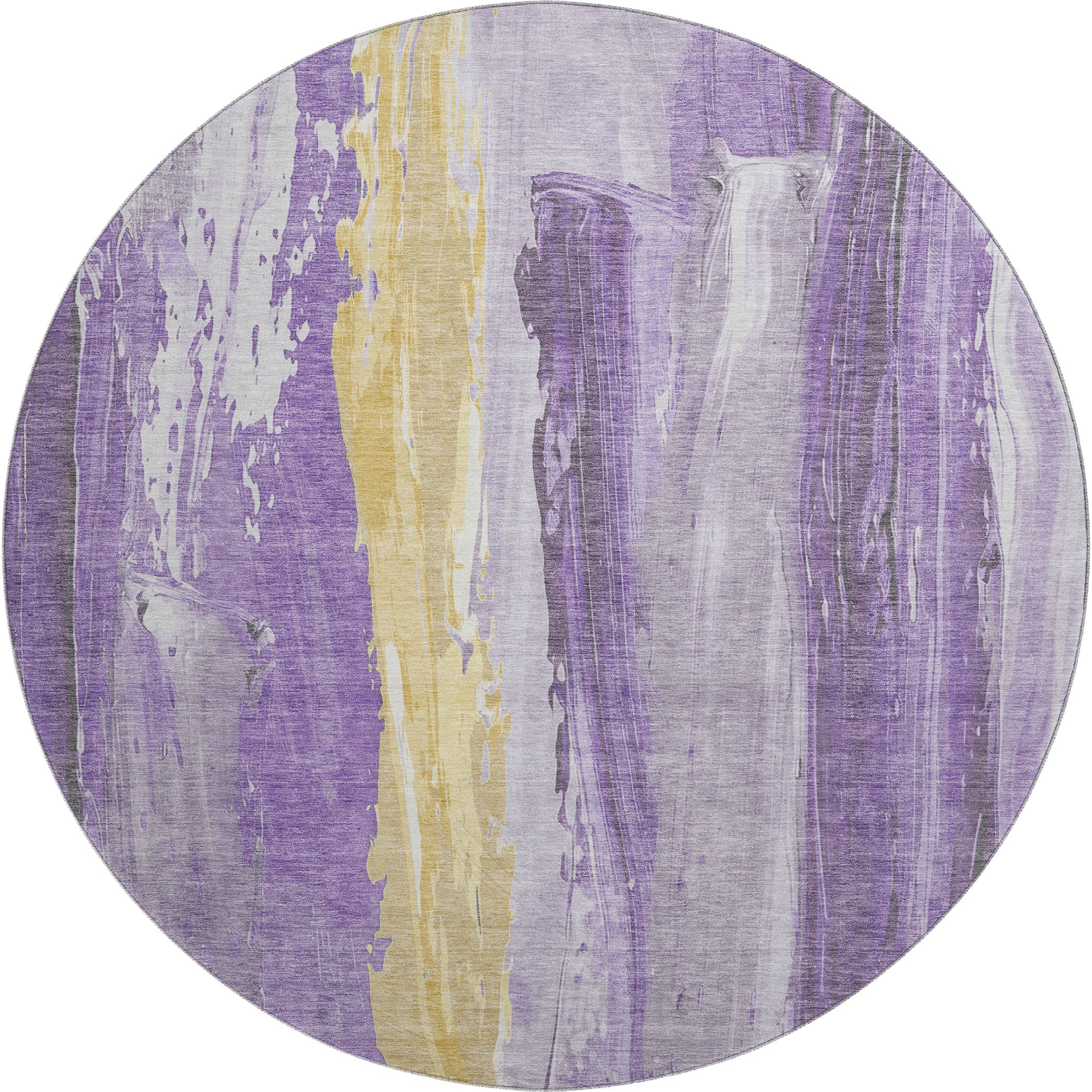 Chiang Mai Machine Washable Transitional Purple Rug 8' x 8' #shape_Round