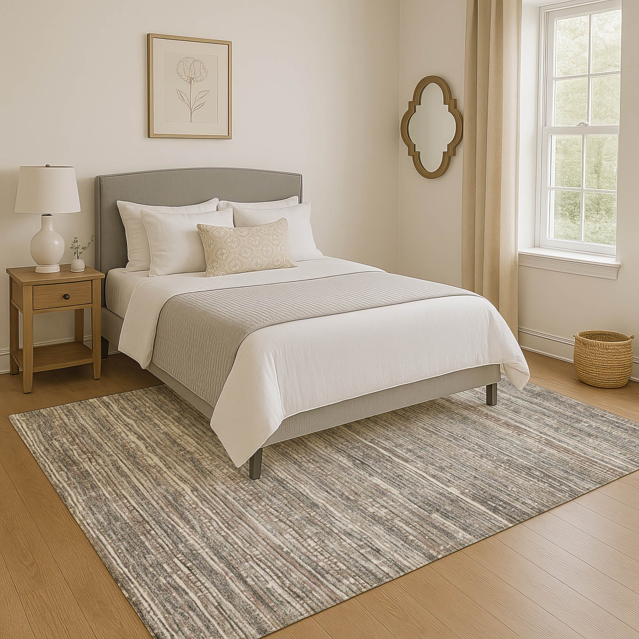 Kathmandu Machine Washable Transitional Beige Brown Rug 2'6" x 3'10" #shape_Rectangle