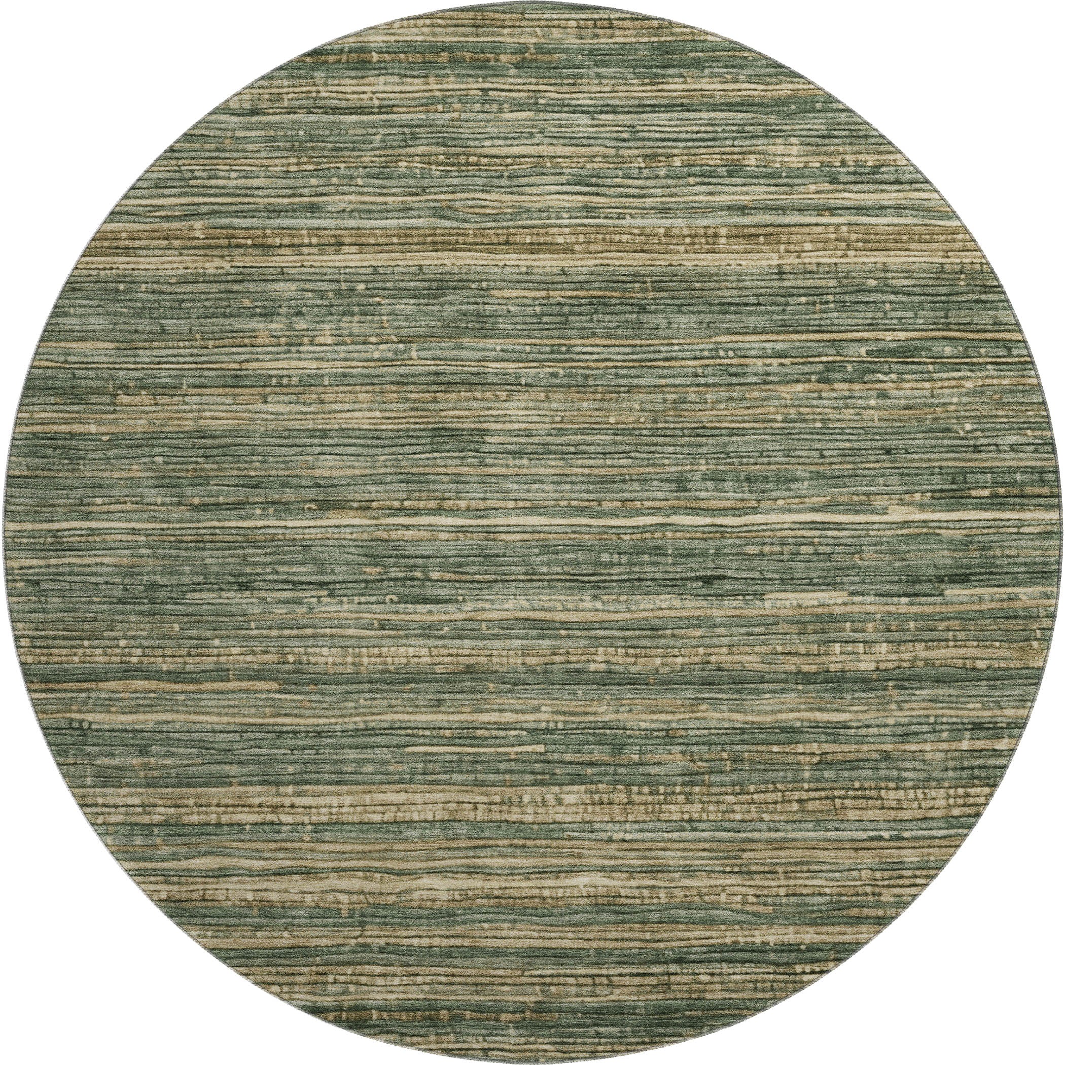 Kathmandu Machine Washable Transitional Fern Green Rug 8' x 8' #shape_Round