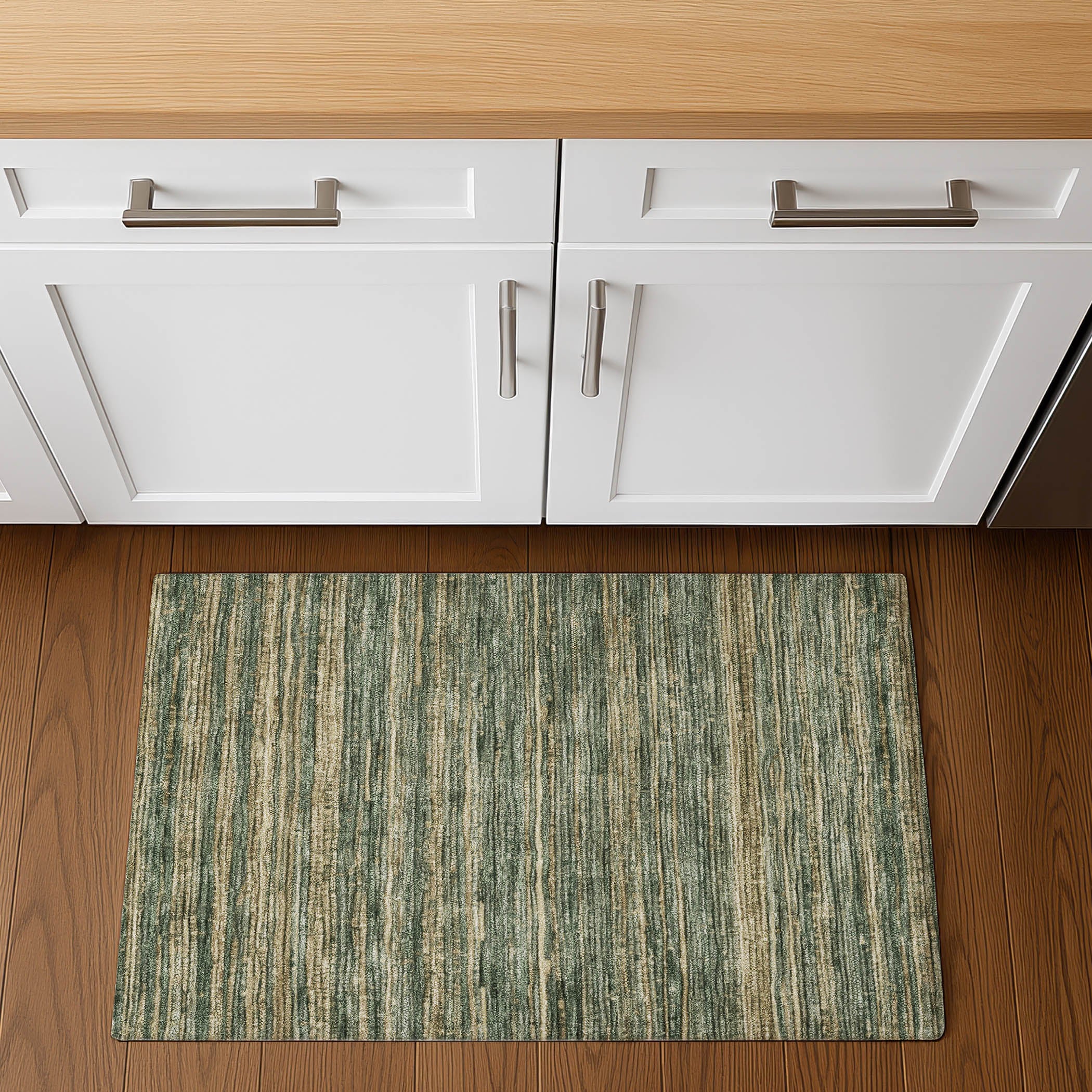 Kathmandu Machine Washable Transitional Fern Green Rug 1'8" x 2'6" #shape_Rectangle