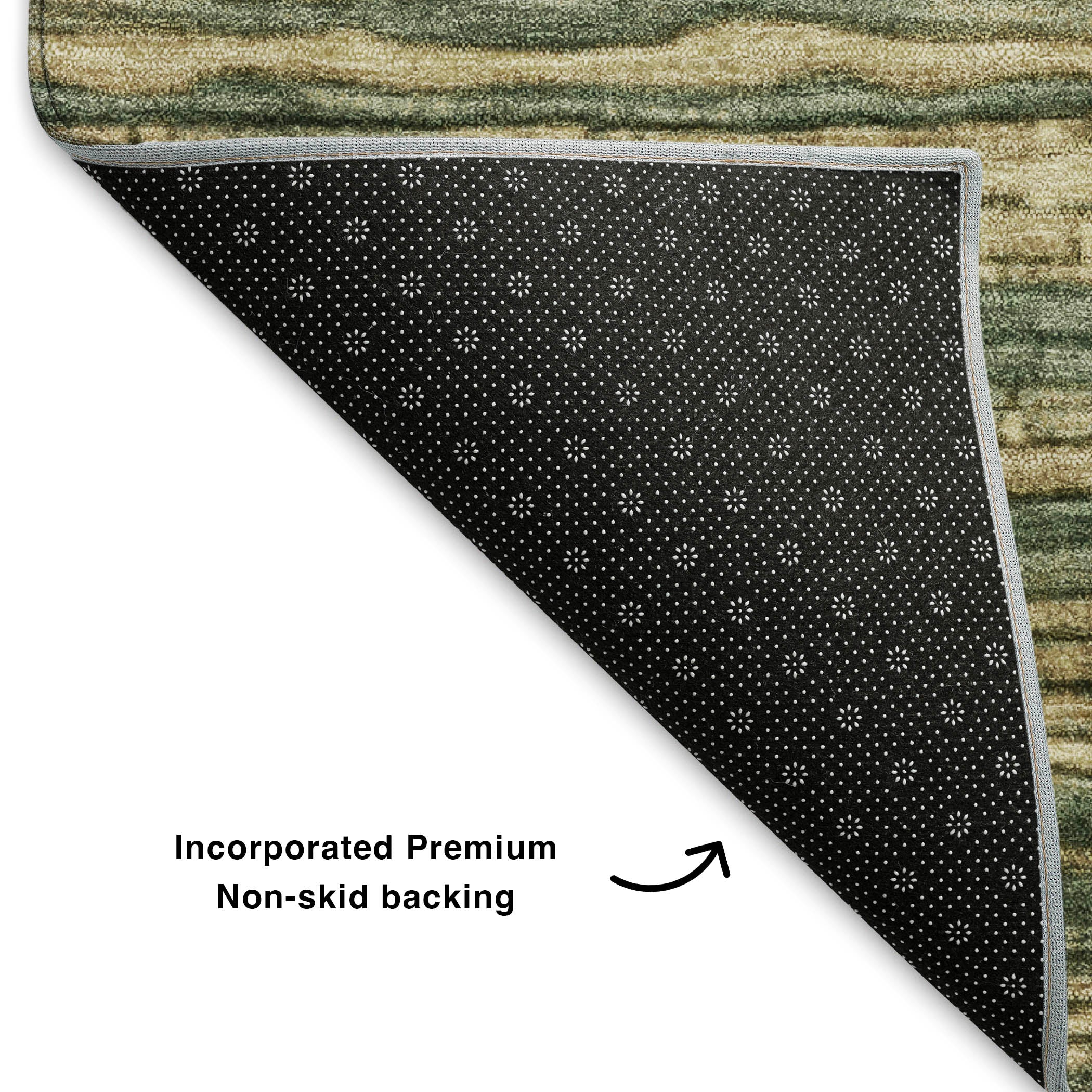 Kathmandu Machine Washable Transitional Fern Green Rug 1'8" x 2'6" #shape_Rectangle