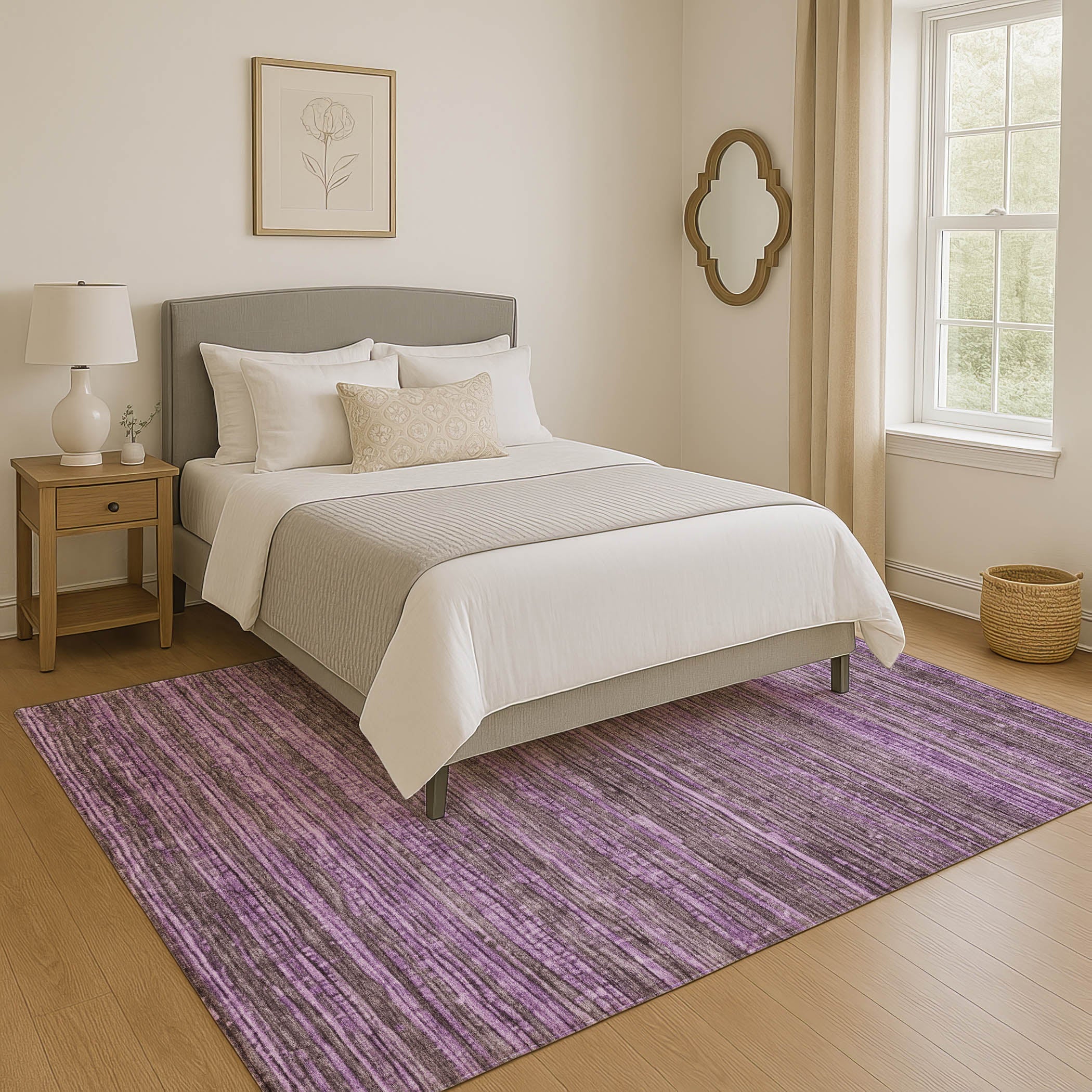 Kathmandu Machine Washable Transitional Purple Rug 2'6" x 3'10" #shape_Rectangle