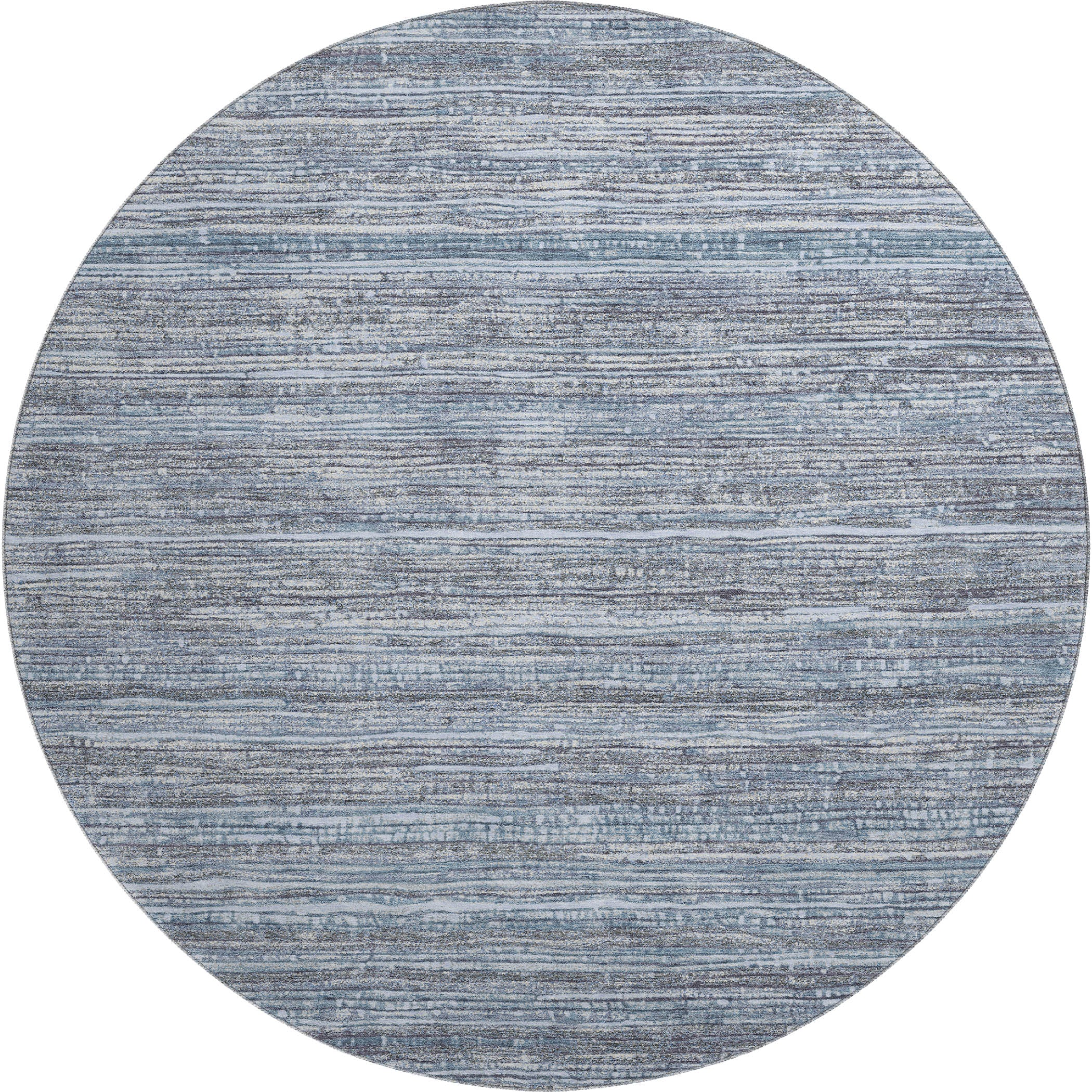 Kathmandu Machine Washable Transitional Sky Blue Rug 8' x 8' #shape_Round