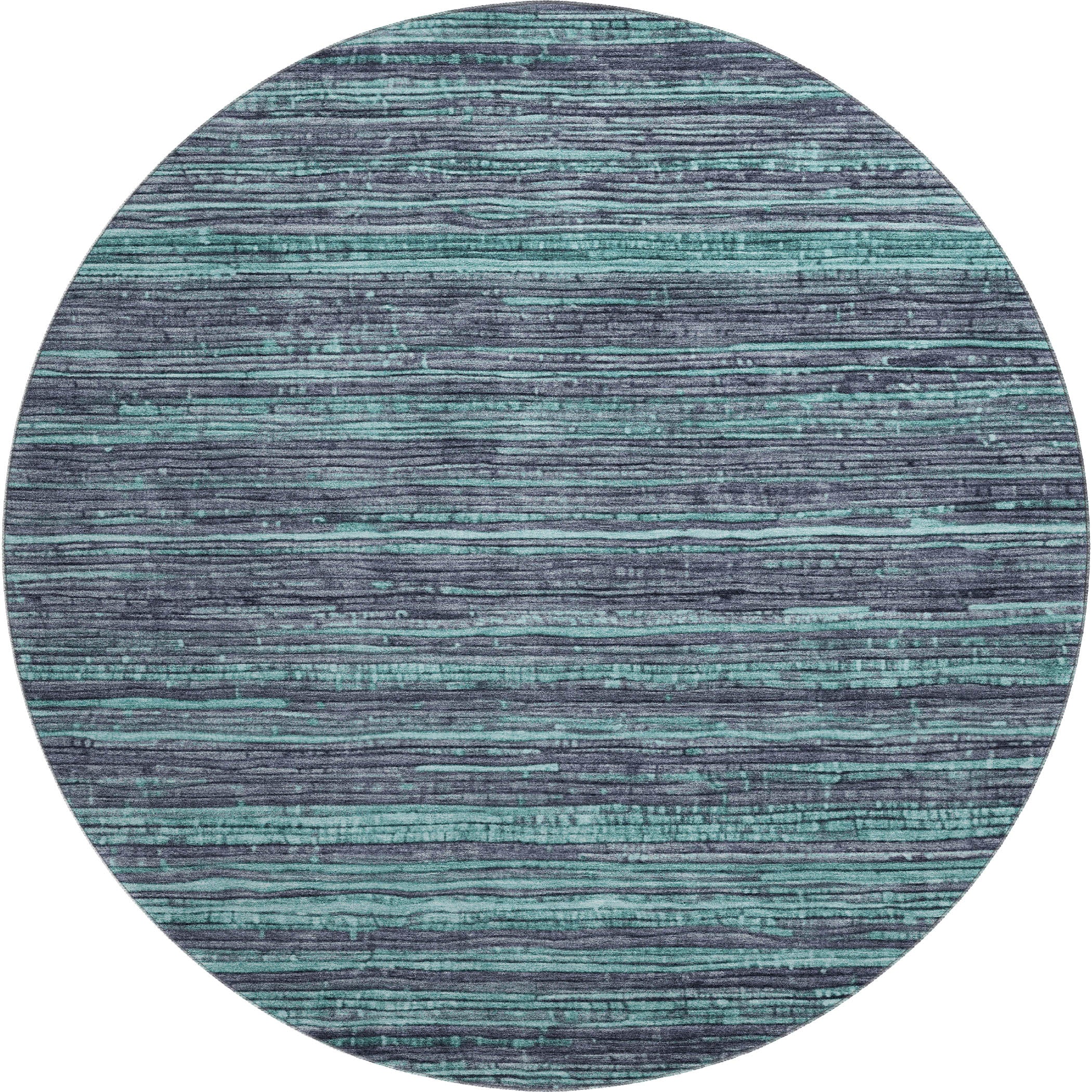 Kathmandu Machine Washable Transitional Teal Rug 8' x 8' #shape_Round