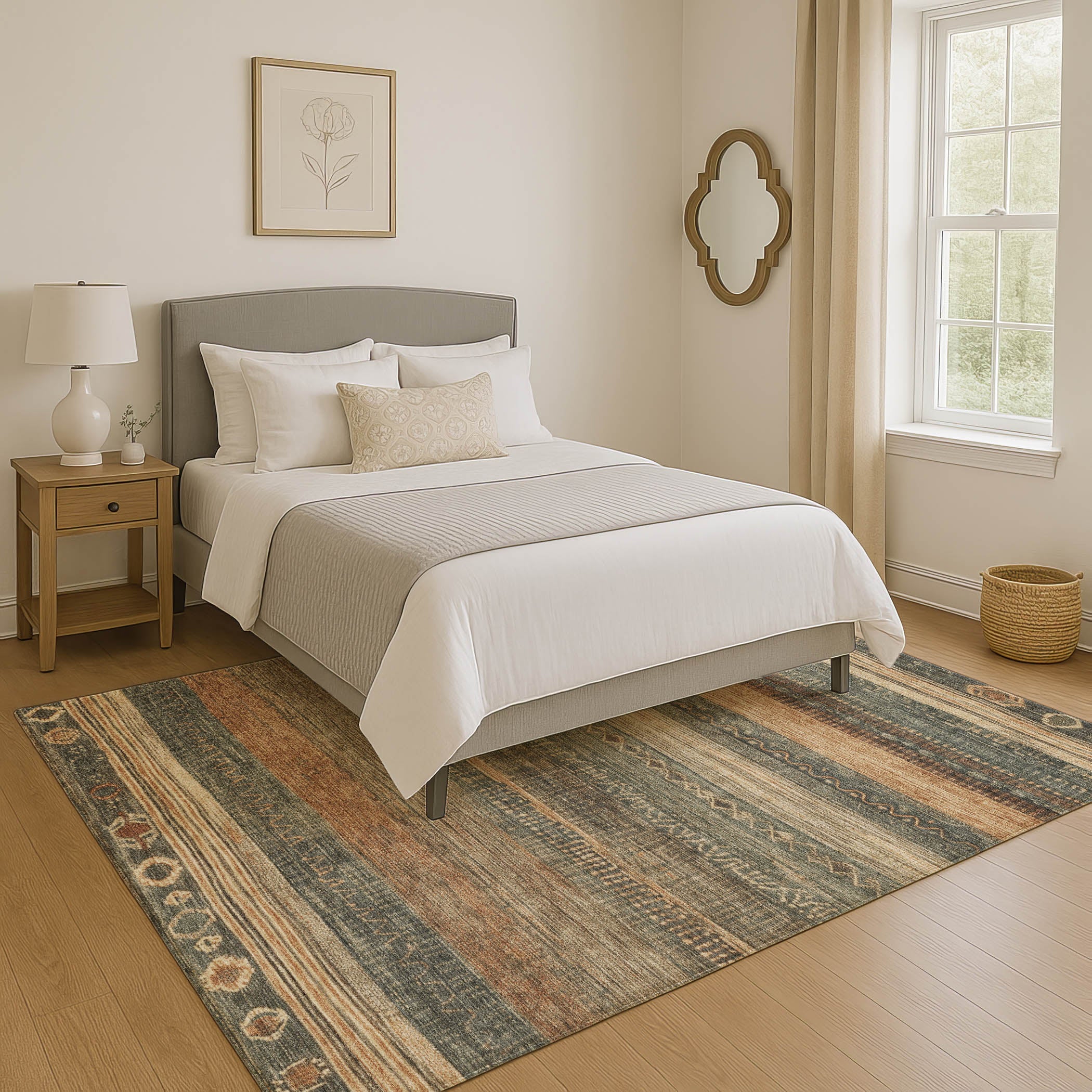 Oaxaca Machine Washable Transitional Fern Green Rug 2'6" x 3'10" #shape_Rectangle