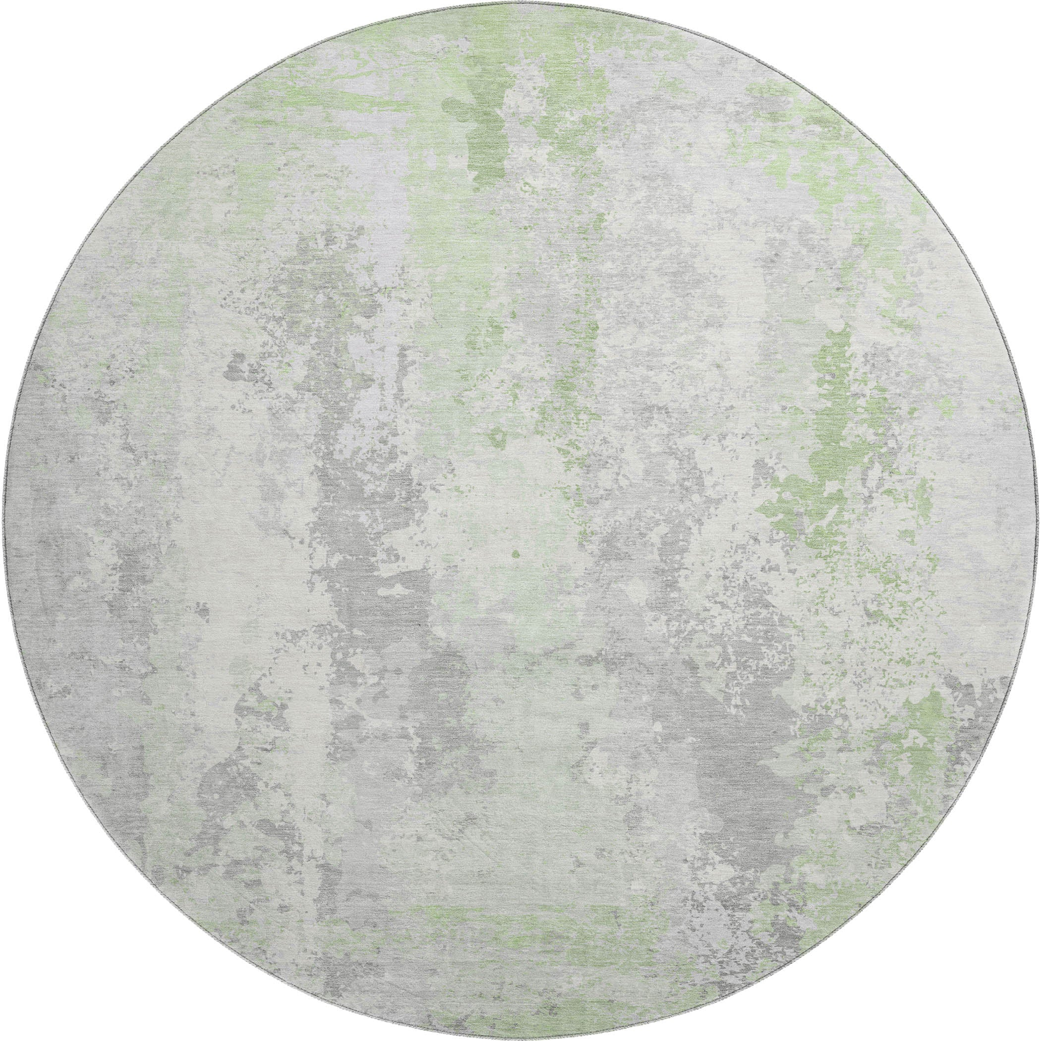 Zanzibar Machine Washable Transitional Aloe Green Rug 8' x 8' #shape_Round