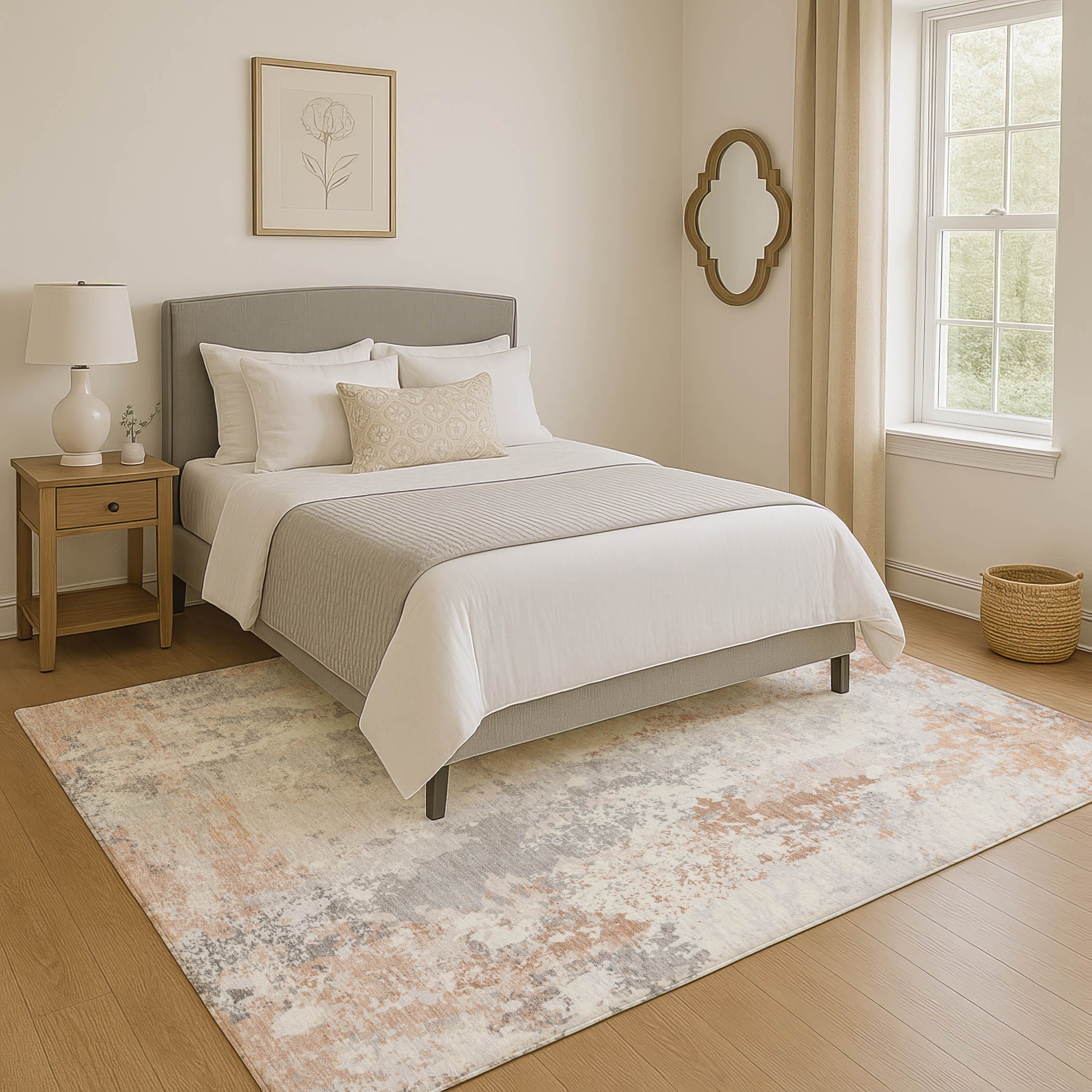 Zanzibar Machine Washable Transitional Coral Orange Rug 2'6" x 3'10" #shape_Rectangle