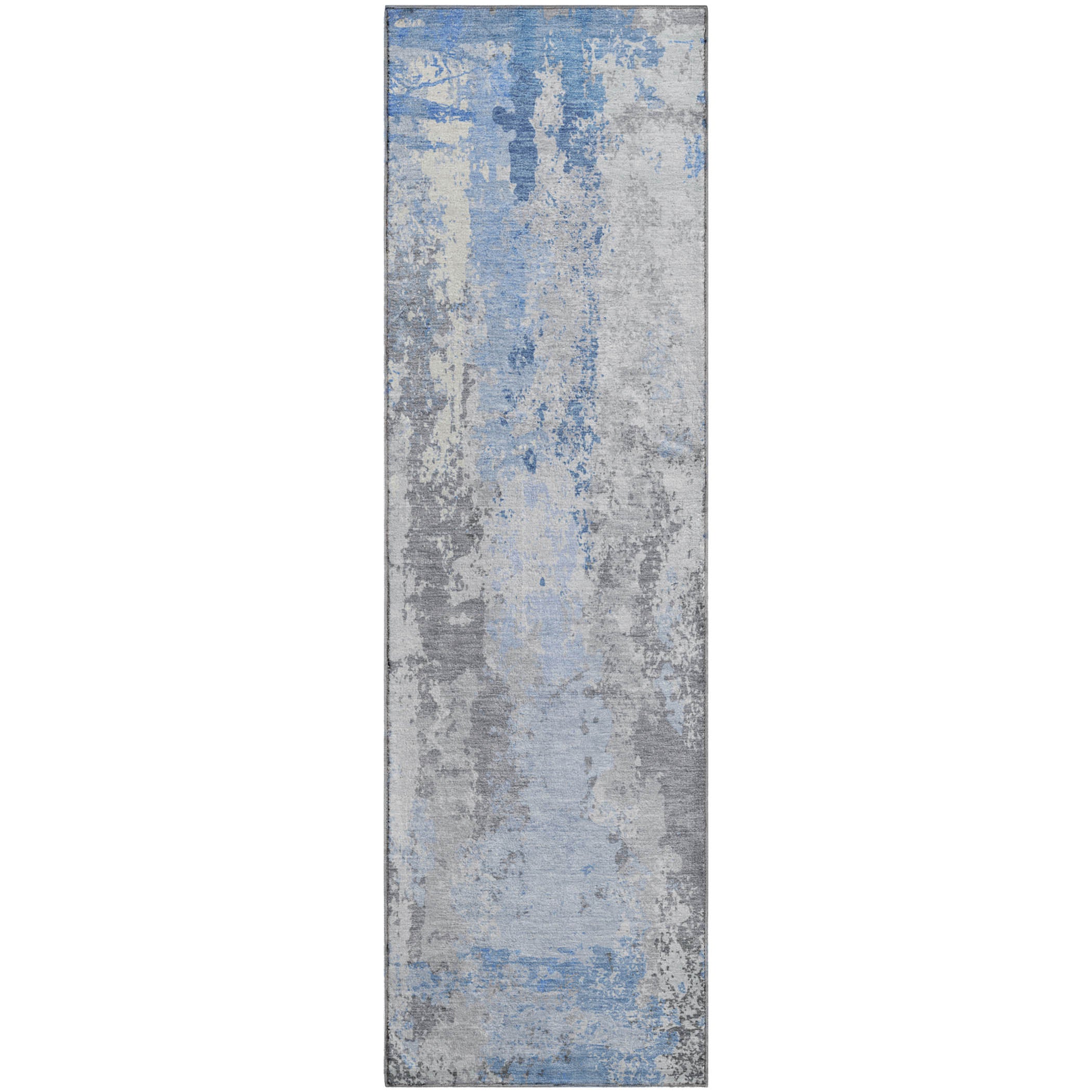 Zanzibar Machine Washable Transitional Sky Blue Rug 2'3" x 7'6" #shape_Runner