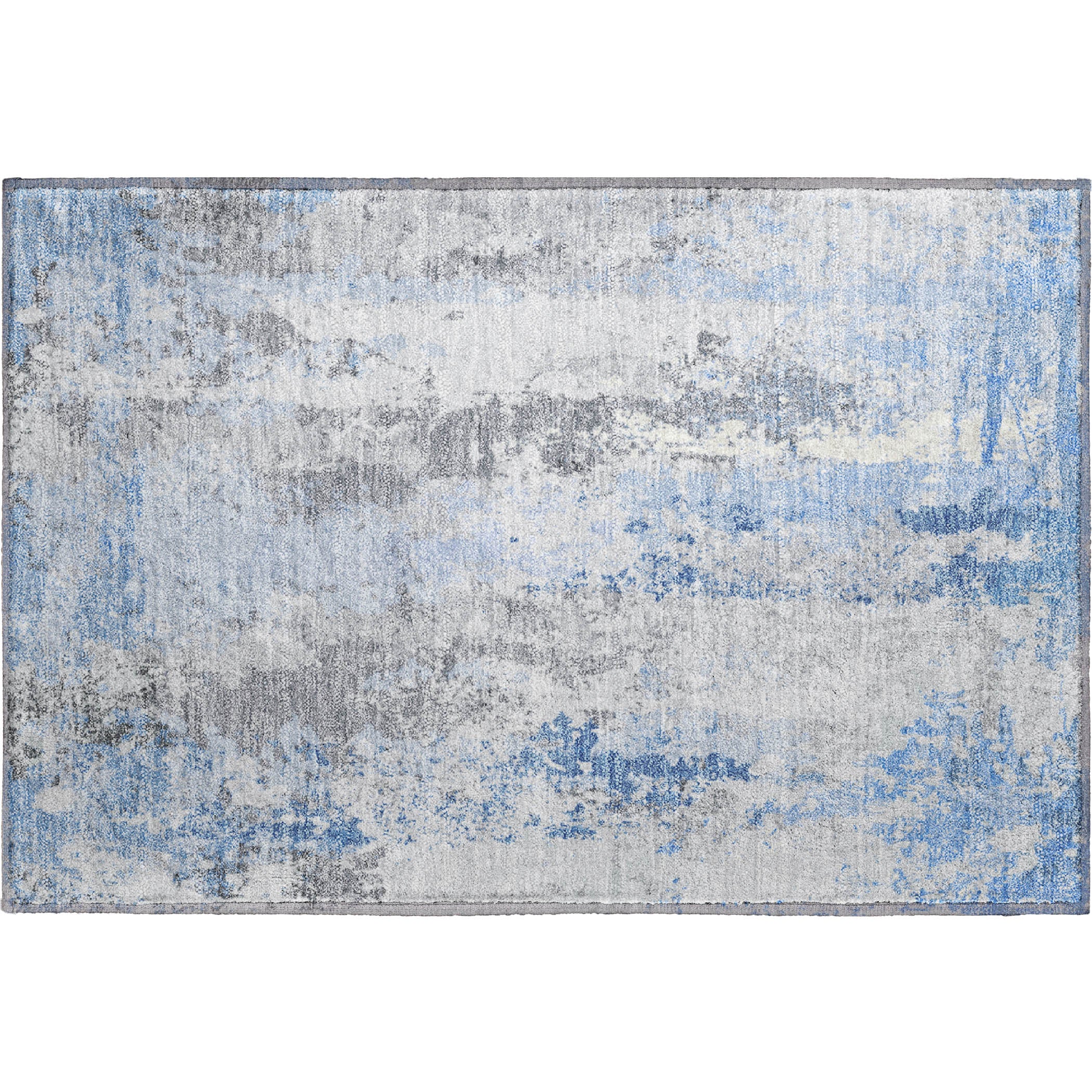 Zanzibar Machine Washable Transitional Sky Blue Rug 1'8" x 2'6" #shape_Rectangle
