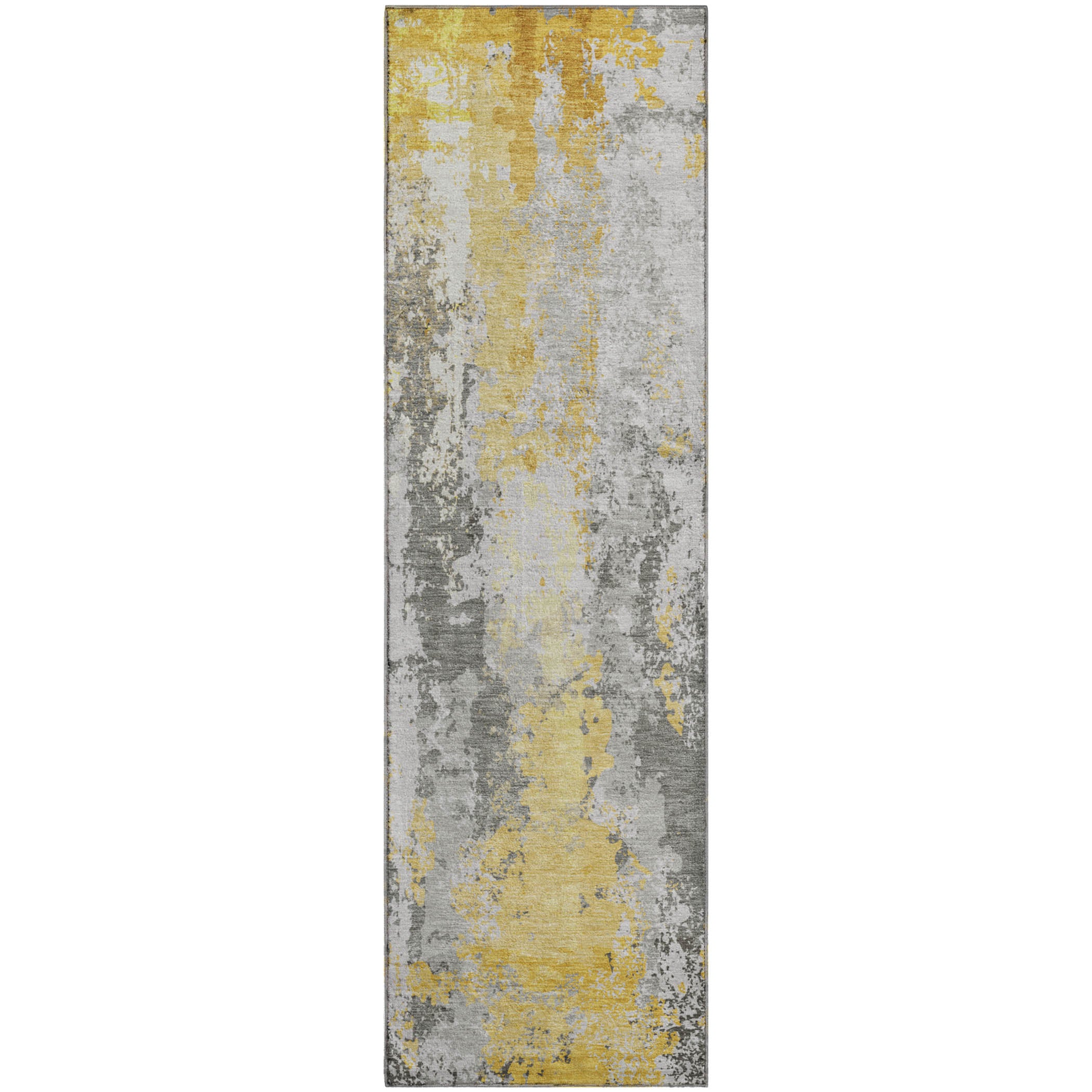 Zanzibar Machine Washable Transitional Yellow Gold Rug 2'3" x 7'6" #shape_Runner