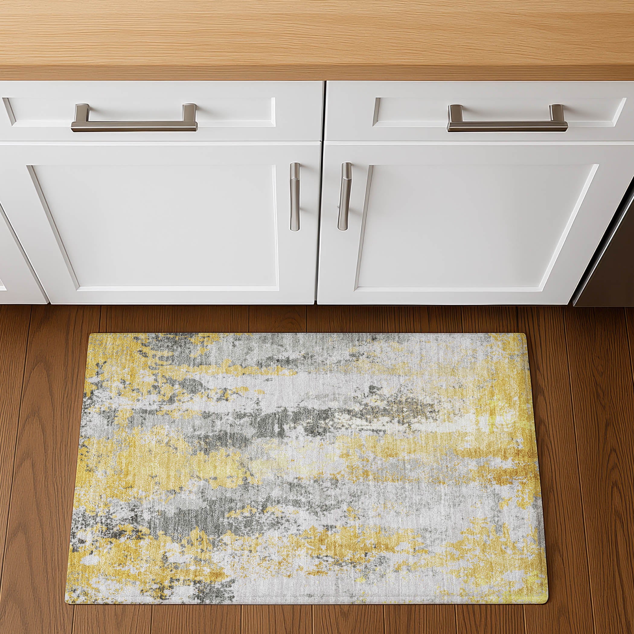 Zanzibar Machine Washable Transitional Yellow Gold Rug 1'8" x 2'6" #shape_Rectangle