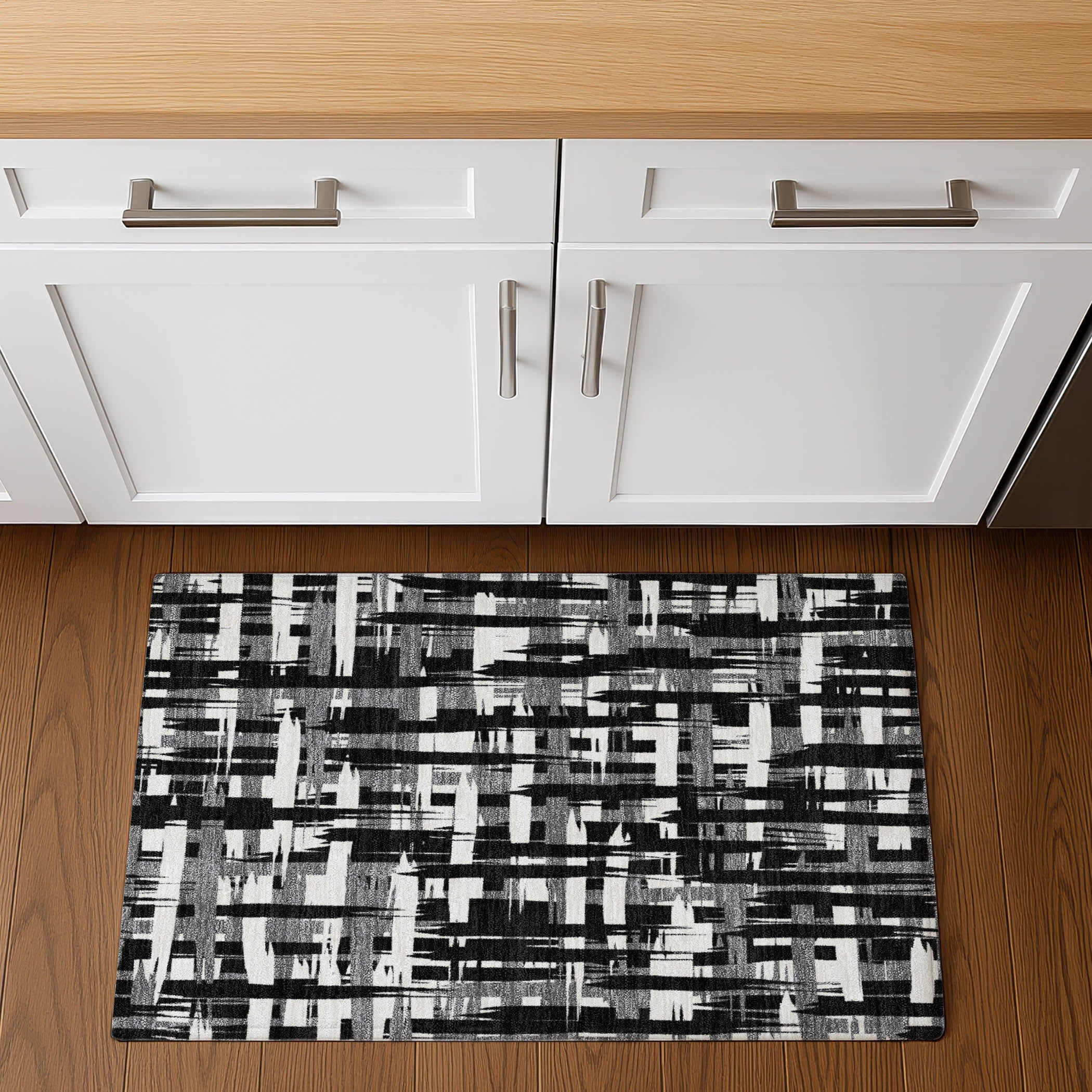 Seoul Machine Washable Transitional Black Rug 1'8" x 2'6" #shape_Rectangle