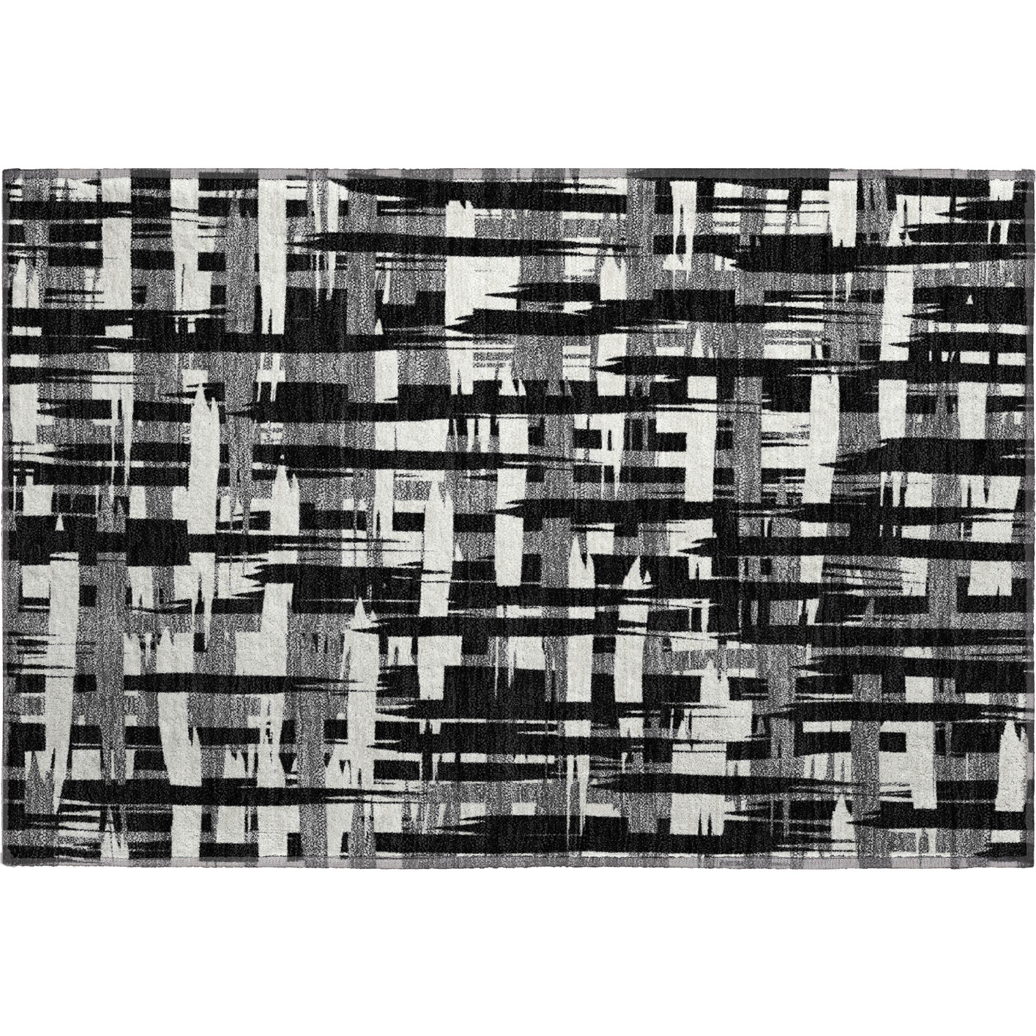 Seoul Machine Washable Transitional Black Rug 1'8" x 2'6" #shape_Rectangle