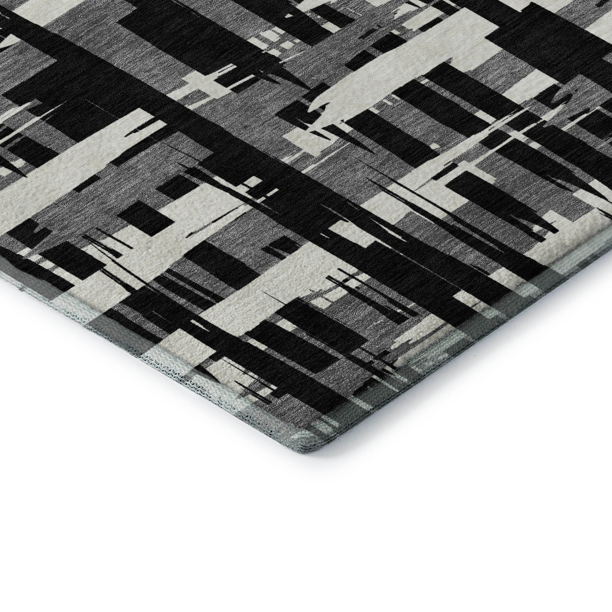Seoul Machine Washable Transitional Black Rug 1'8" x 2'6" #shape_Rectangle