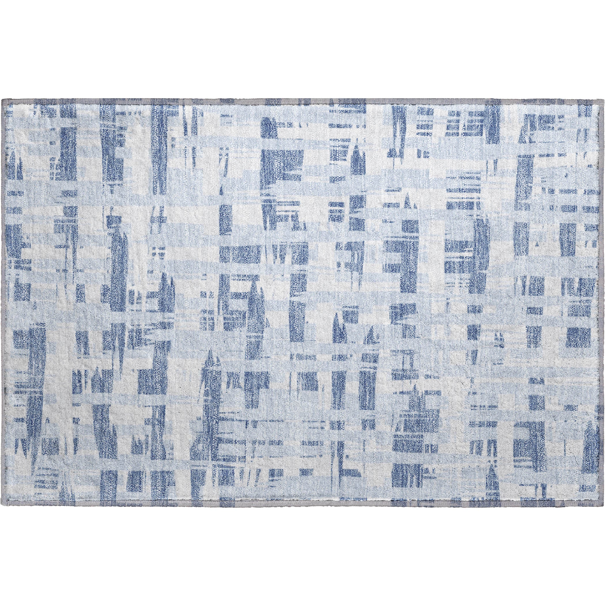 Seoul Machine Washable Transitional Blue Rug 1'8" x 2'6" #shape_Rectangle