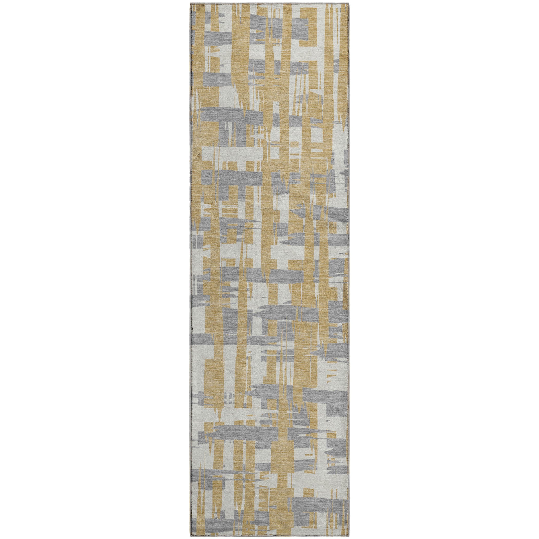 Seoul Machine Washable Transitional Gold Rug 2'3" x 7'6" #shape_Runner
