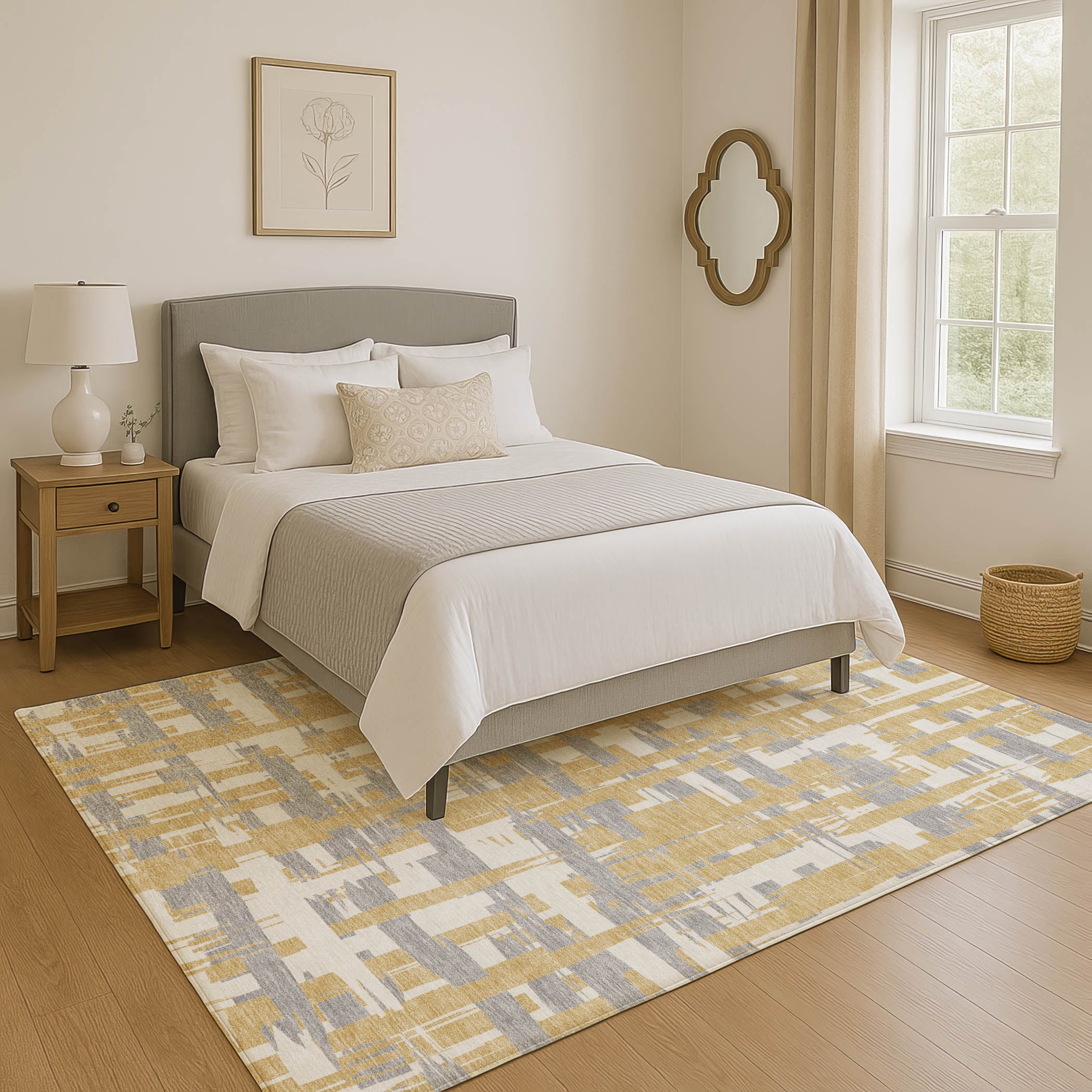 Seoul Machine Washable Transitional Gold Rug 2'6" x 3'10" #shape_Rectangle