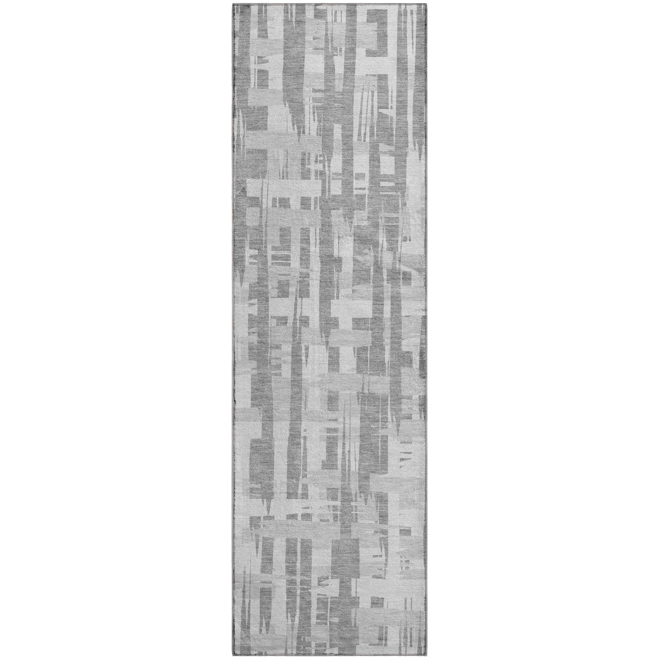 Seoul Machine Washable Transitional Gray Rug 2'3" x 7'6" #shape_Runner