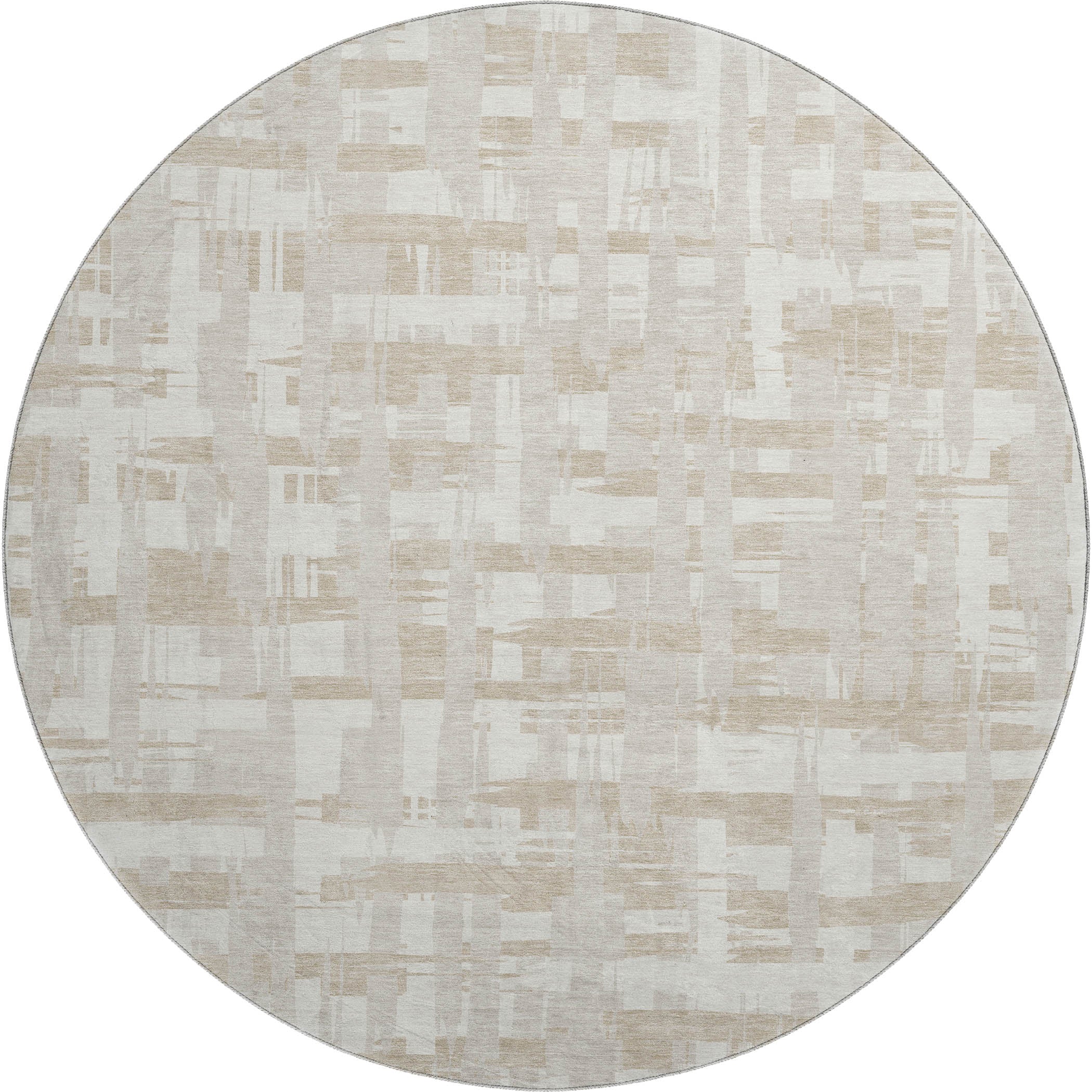 Seoul Machine Washable Transitional Ivory Rug 8' x 8' #shape_Round