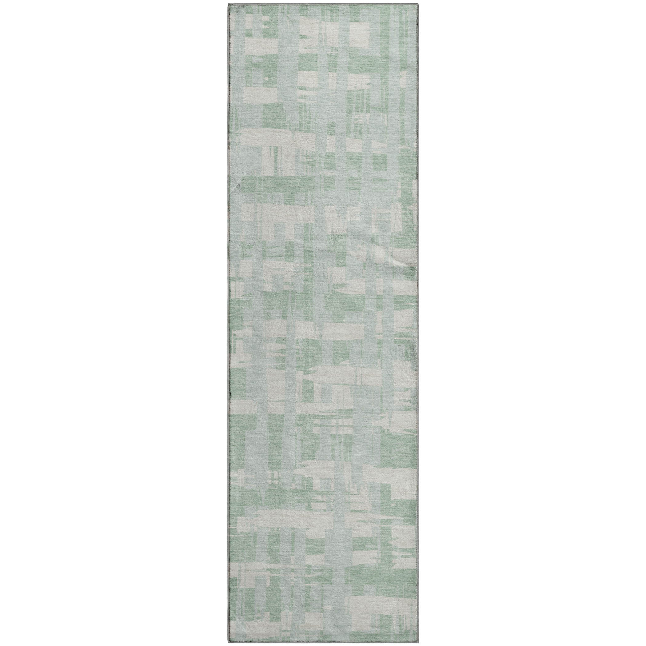 Seoul Machine Washable Transitional Mint Green Rug 2'3" x 7'6" #shape_Runner