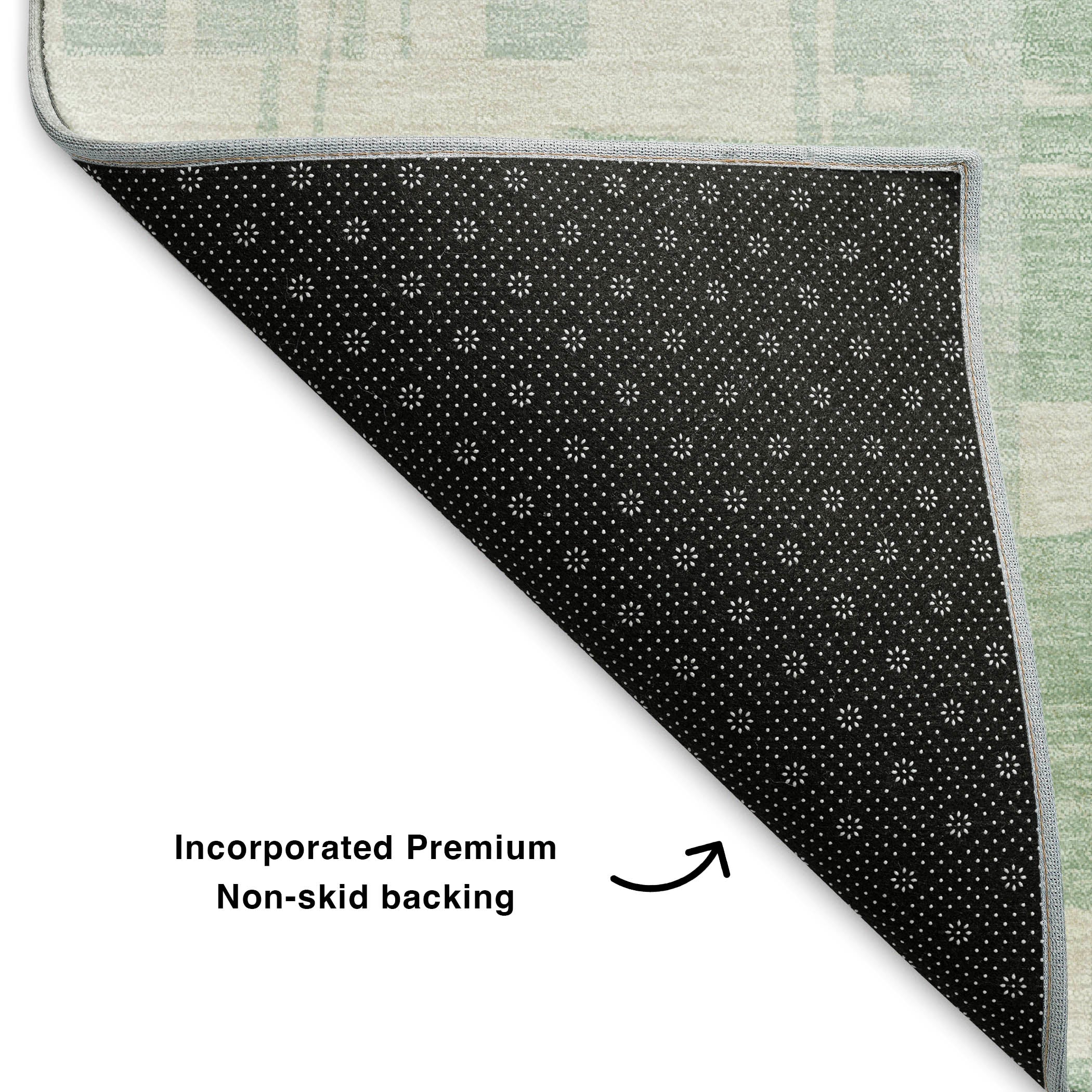 Seoul Machine Washable Transitional Mint Green Rug 1'8" x 2'6" #shape_Rectangle